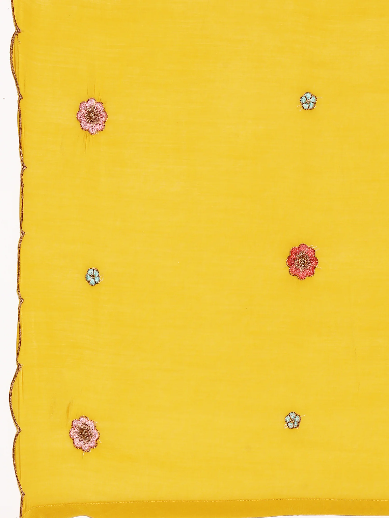 Mustard Chanderi Embroidery Aline Three Piece Suit Set - Image 7