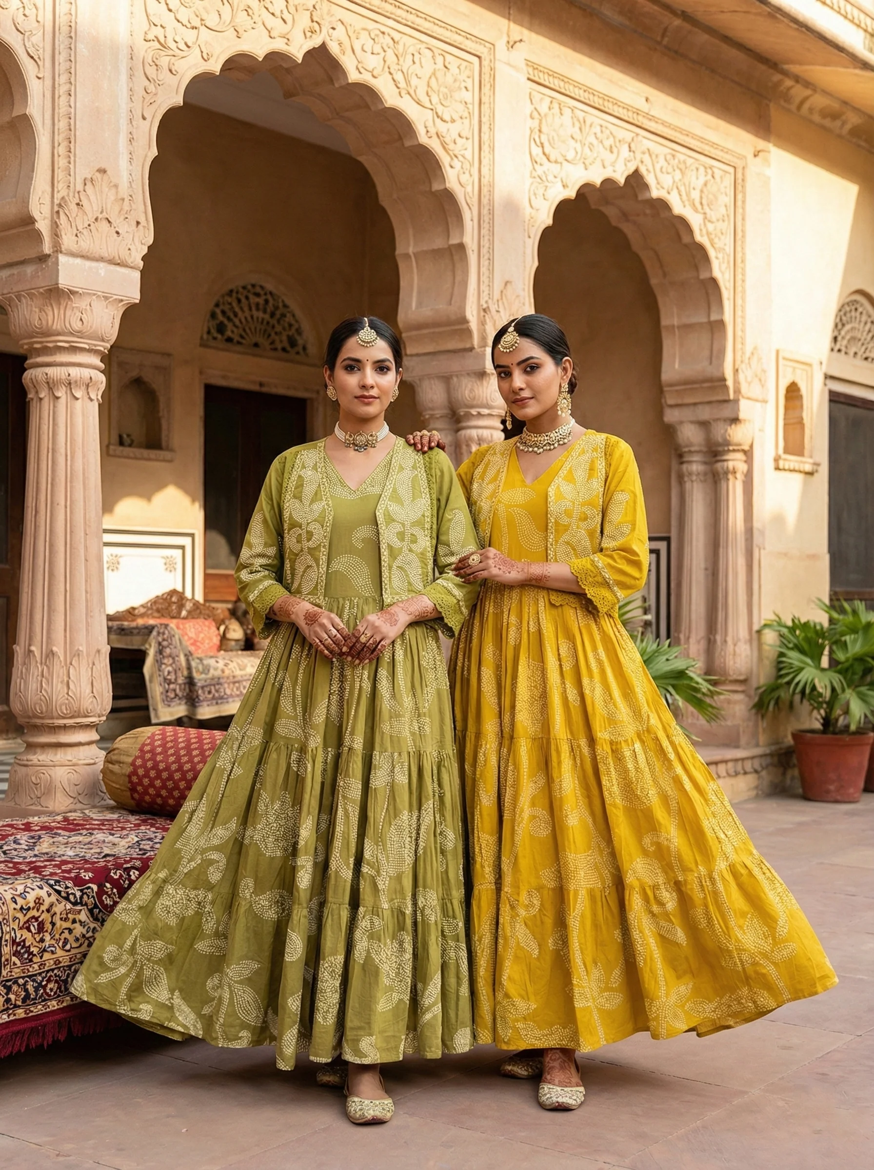 Mustard Cotton Floral Digital Print Two Piece Set - Image 4