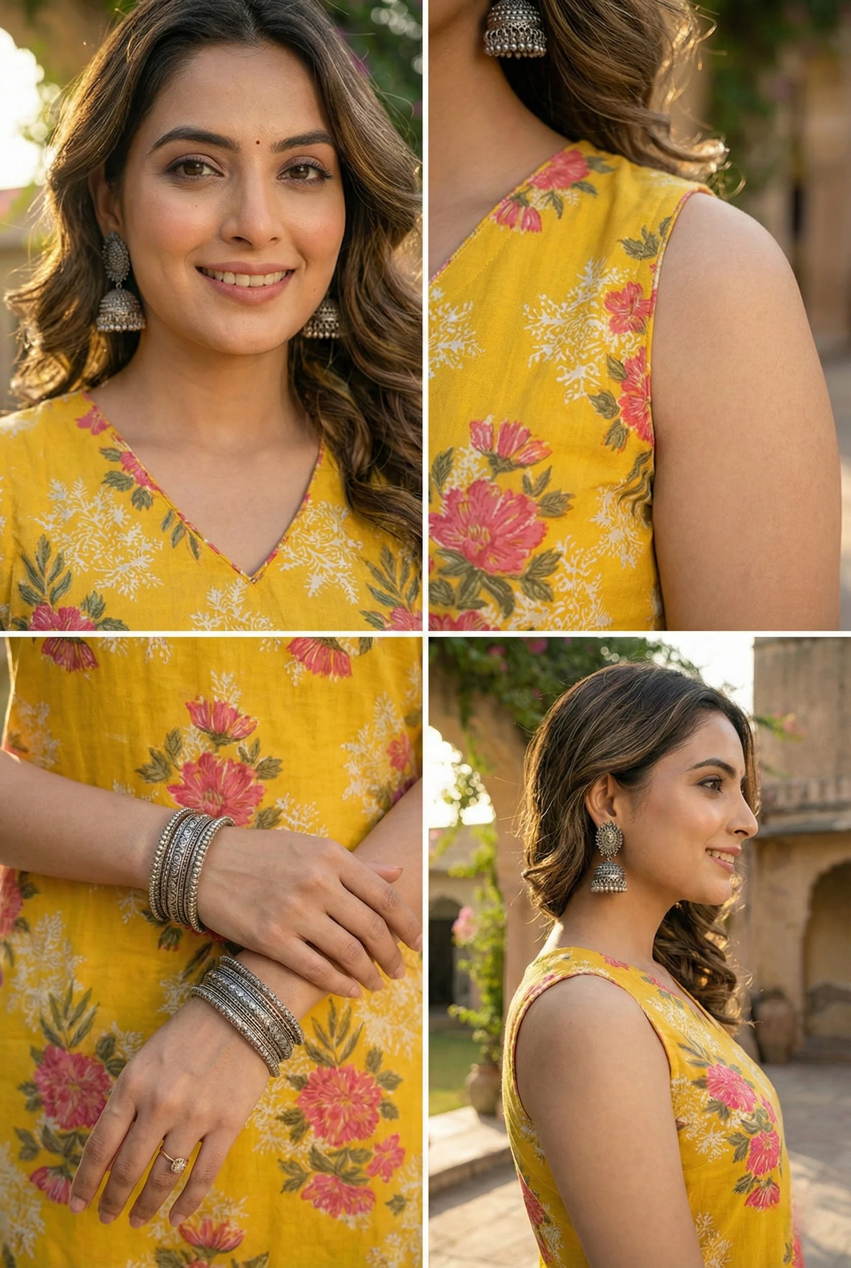Mustard Cotton Floral Digital Printed Two Piece Set - Image 5