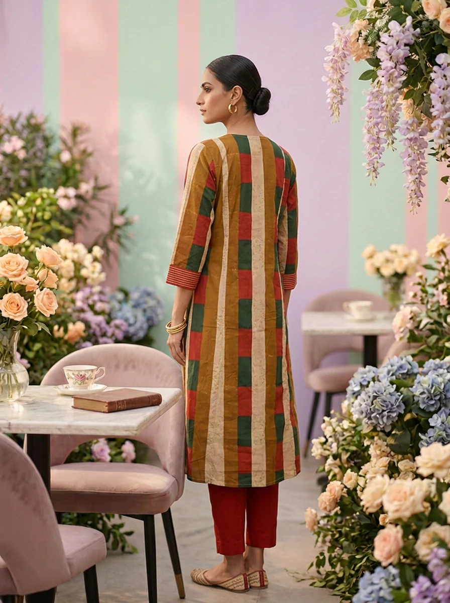 Mustard Cotton Printed Two Piece Set - Image 2
