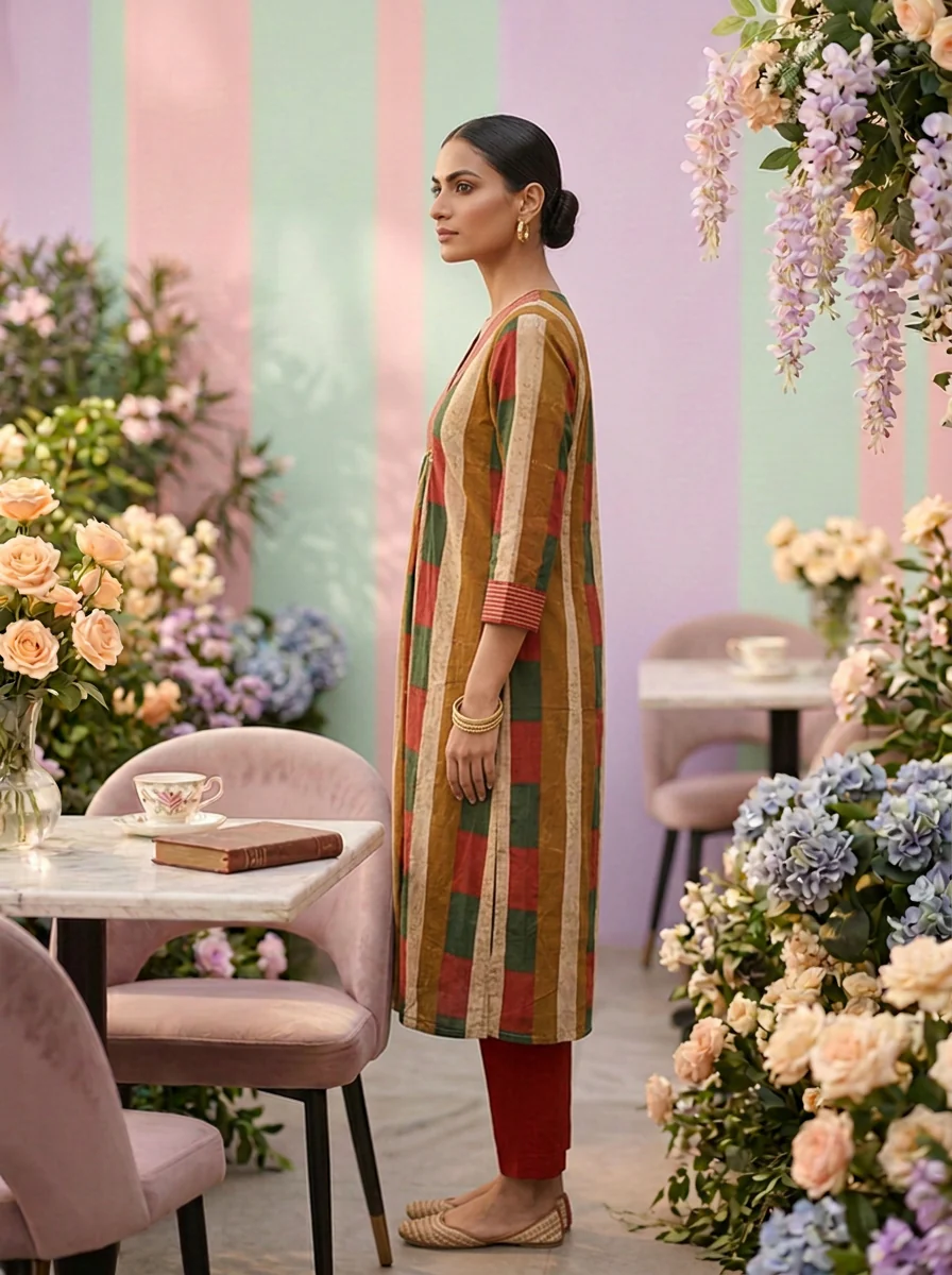 Mustard Cotton Printed Two Piece Set - Image 4