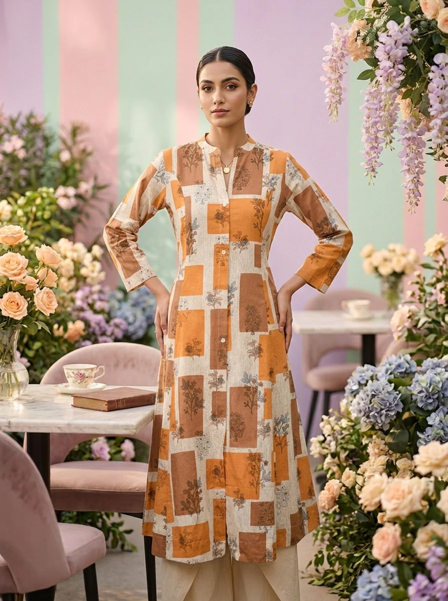 Mustard Cotton Printed Two Piece Set