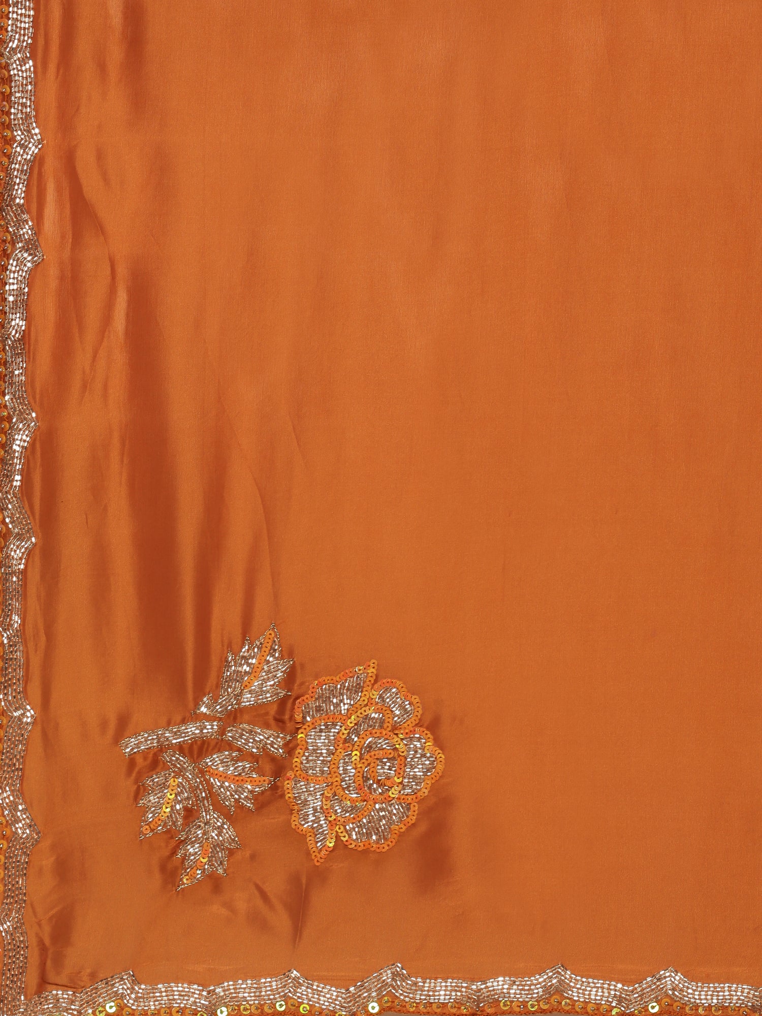 Mustard Crepe Hand Embroidery Saree - Image 5
