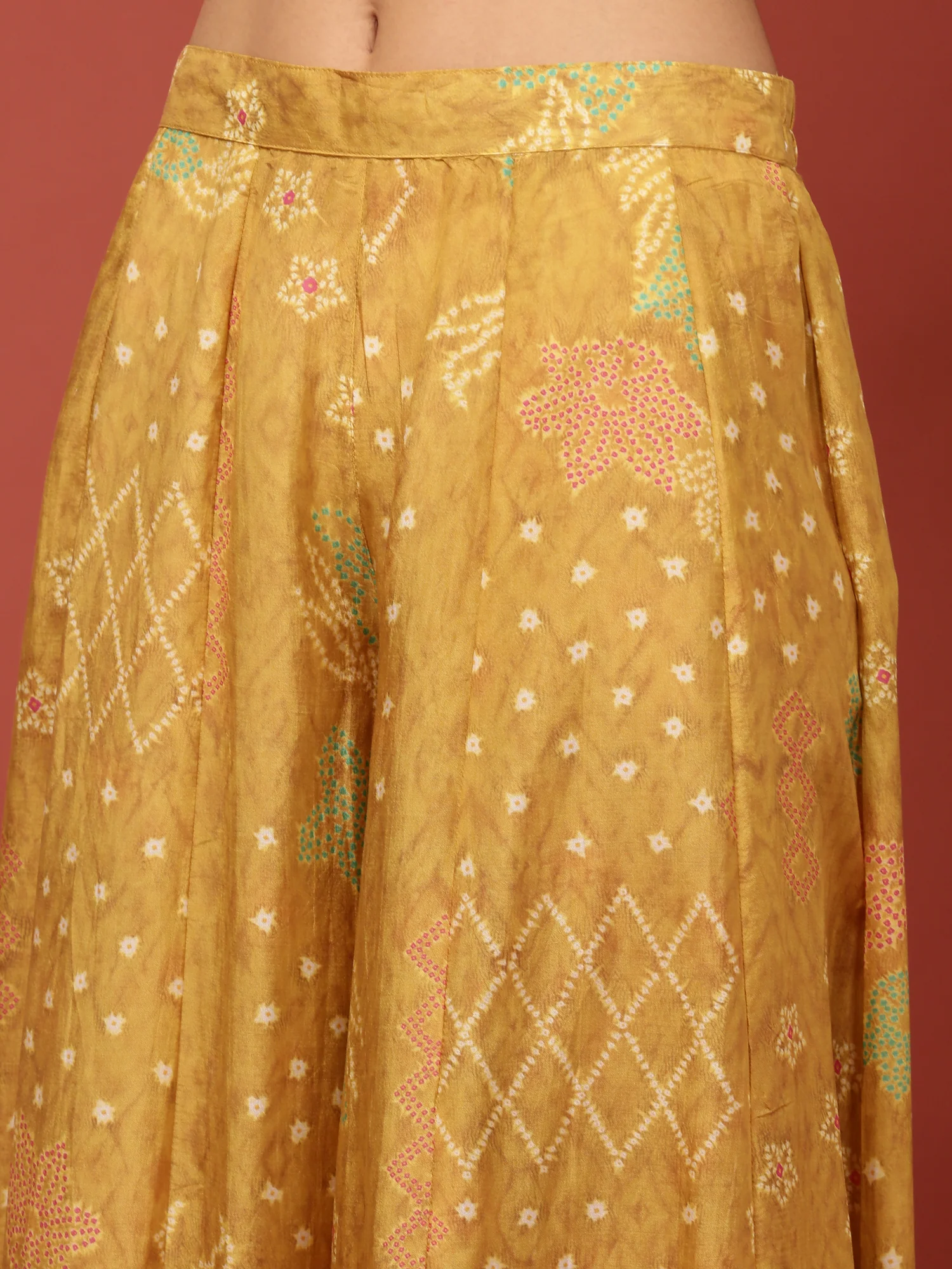 Mustard Crepe Printed Three Piece Set - Image 6