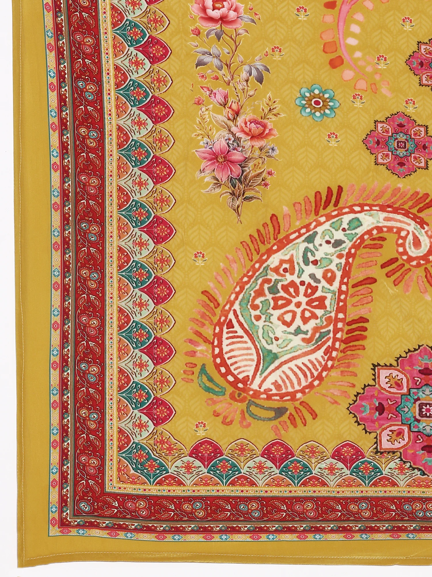 Mustard Crepe Printed Three Piece Suit Set - Image 8