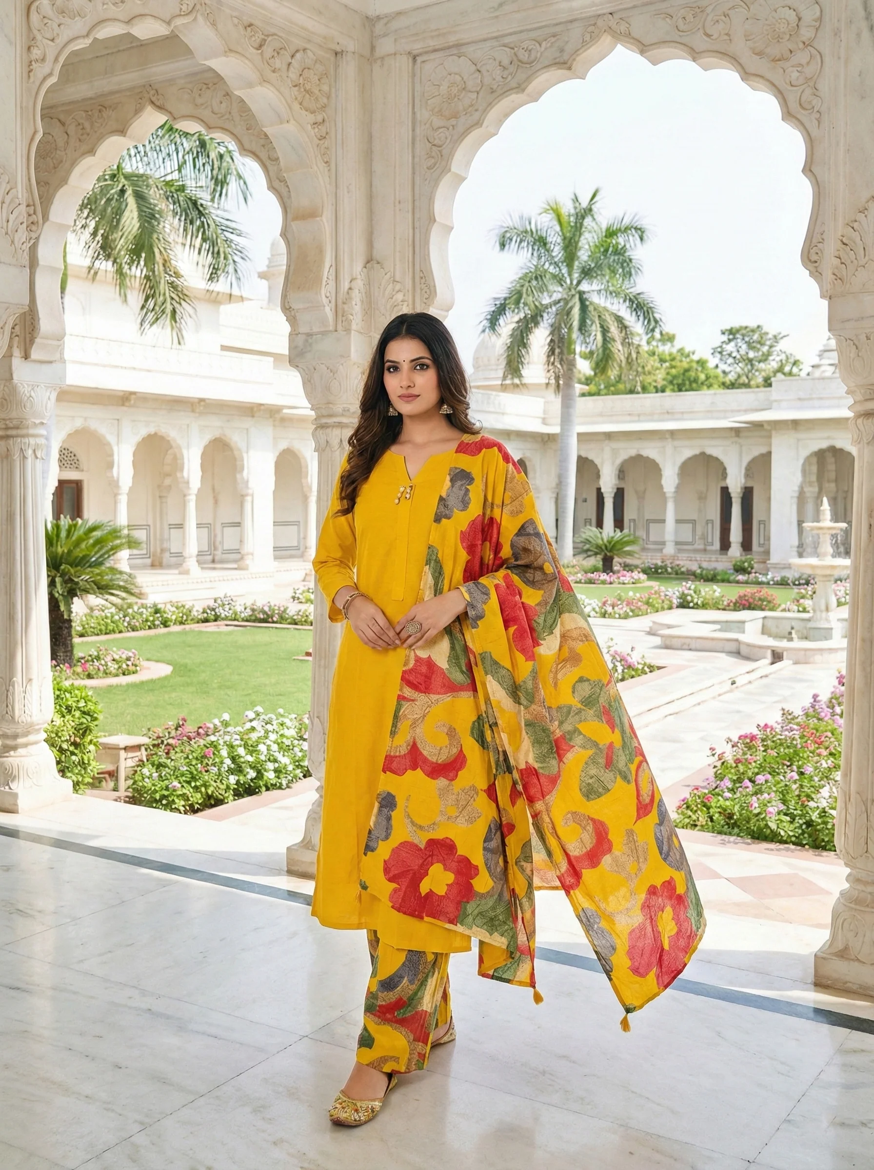 Mustard Muslin Three Piece Set - Image 2