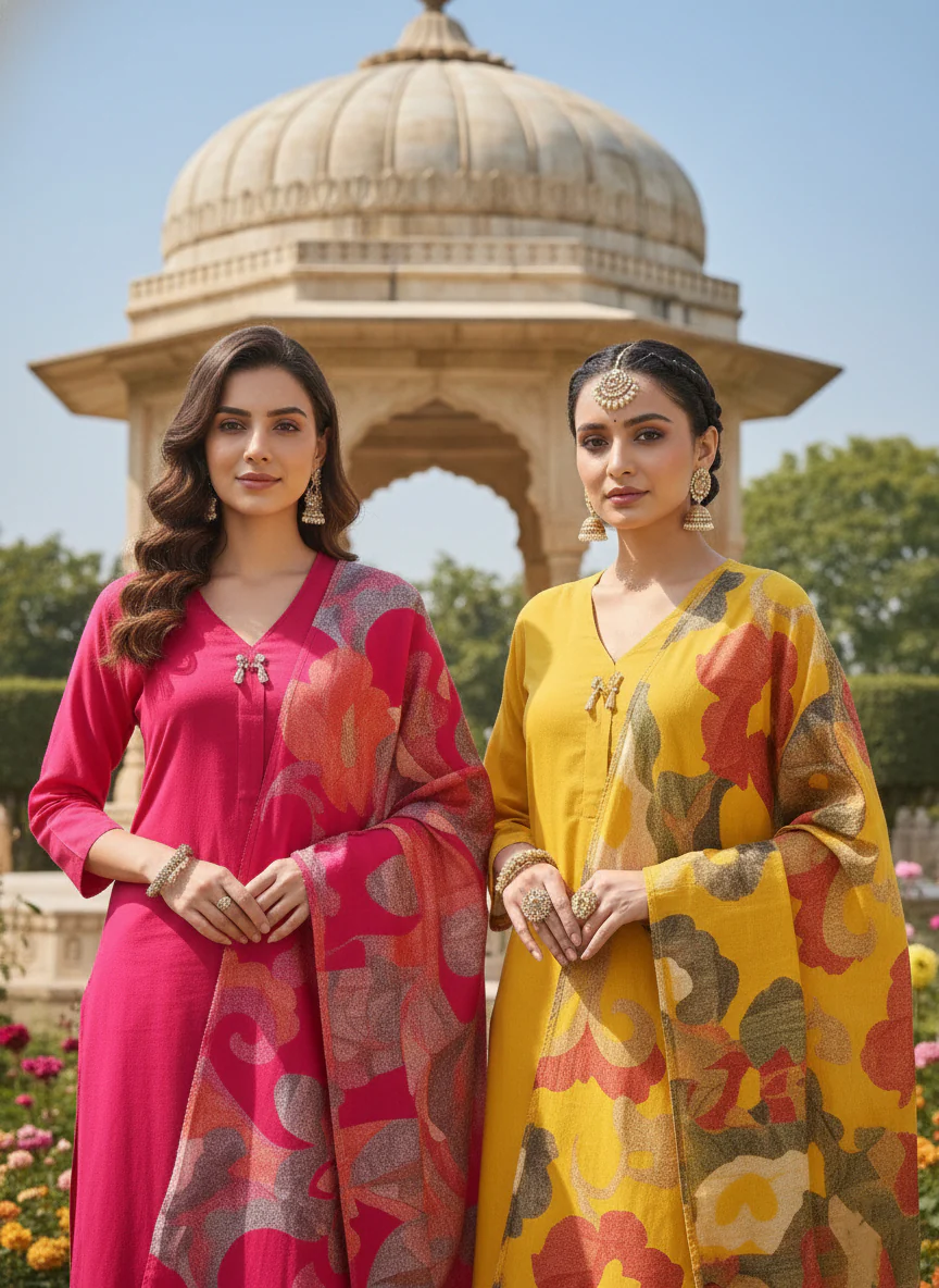 Mustard Muslin Three Piece Set - Image 5