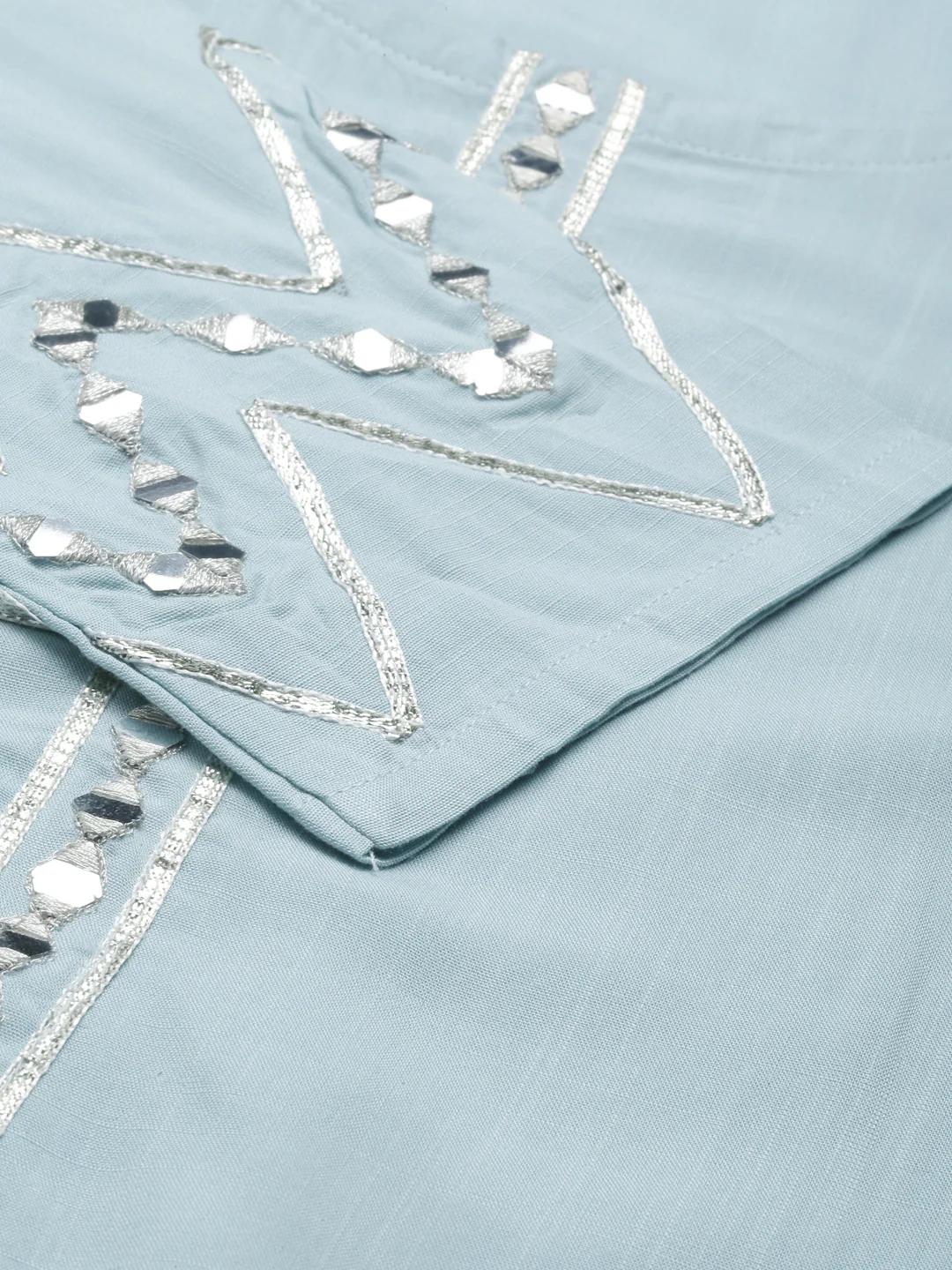 Neerus Aqua Color Slub Rayon Fabric Kurta - Image 13