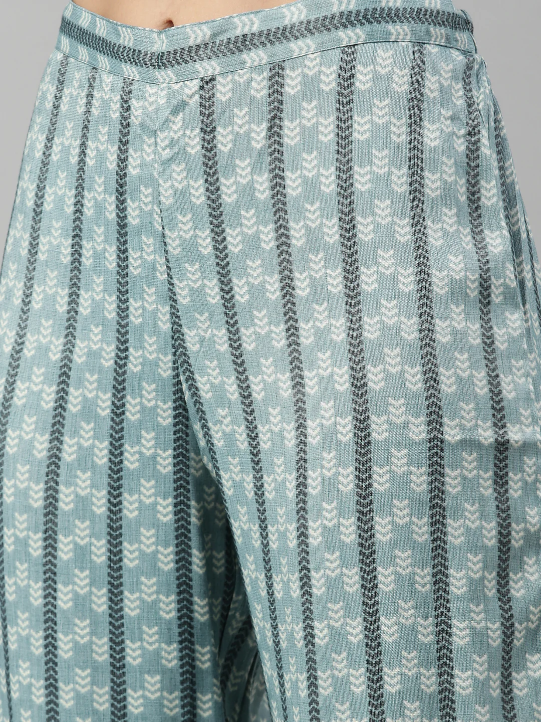 Neerus Aqua Color Slub Rayon Fabric Suit Set - Image 8