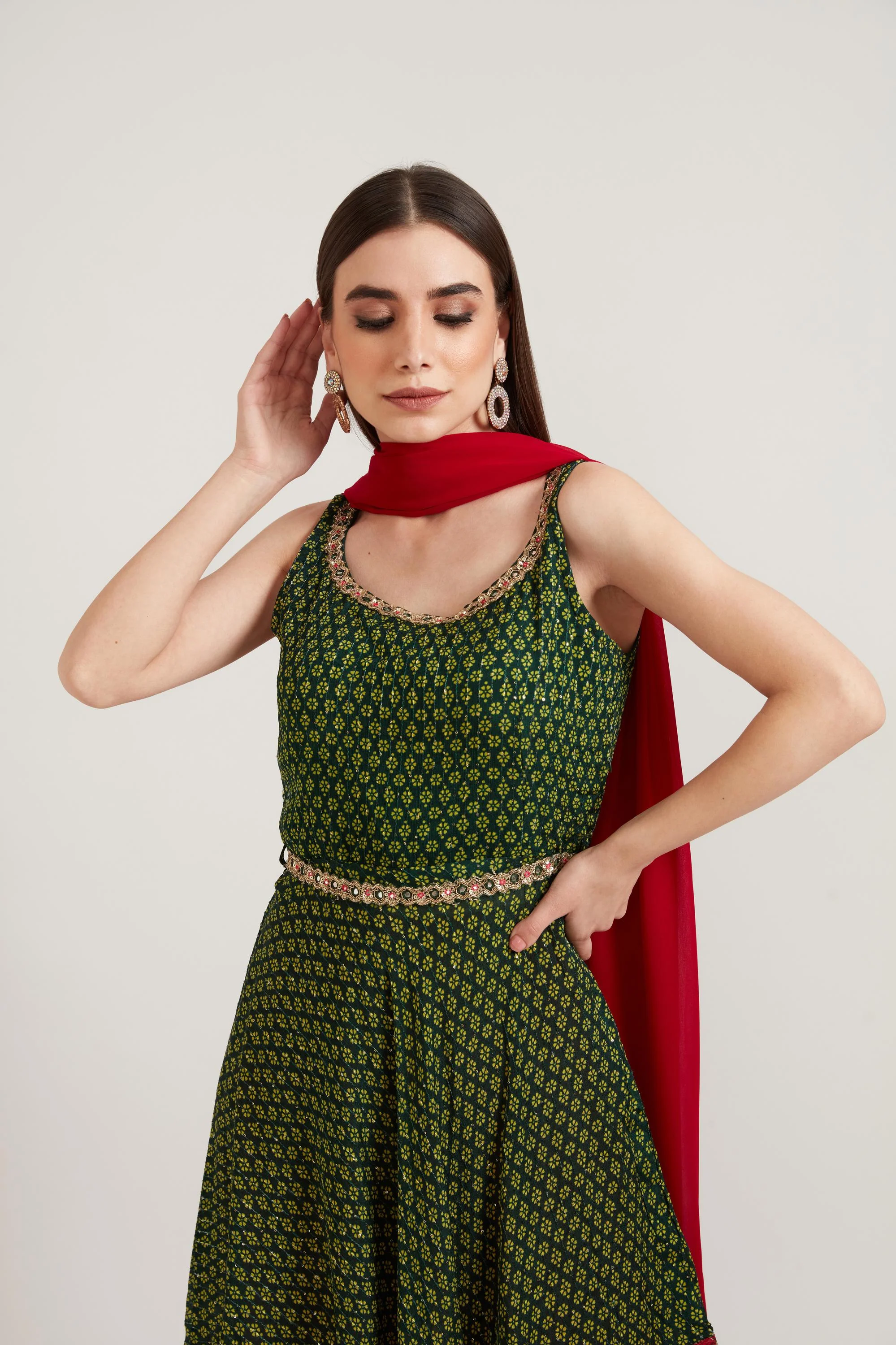 Neerus B Green Color Georgette Fabric Anarkali Suit - Image 2