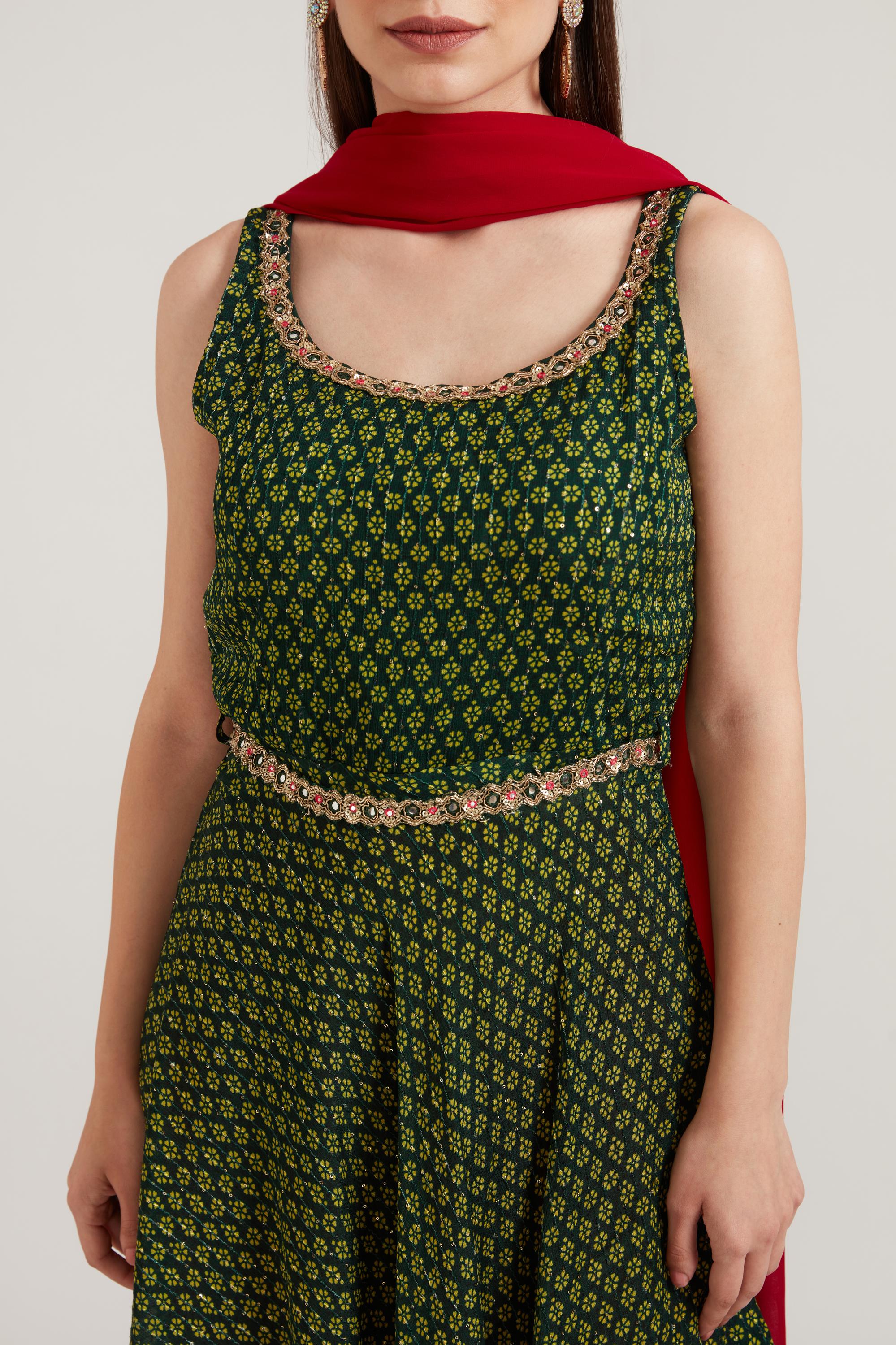 Neerus B Green Color Georgette Fabric Anarkali Suit - Image 3