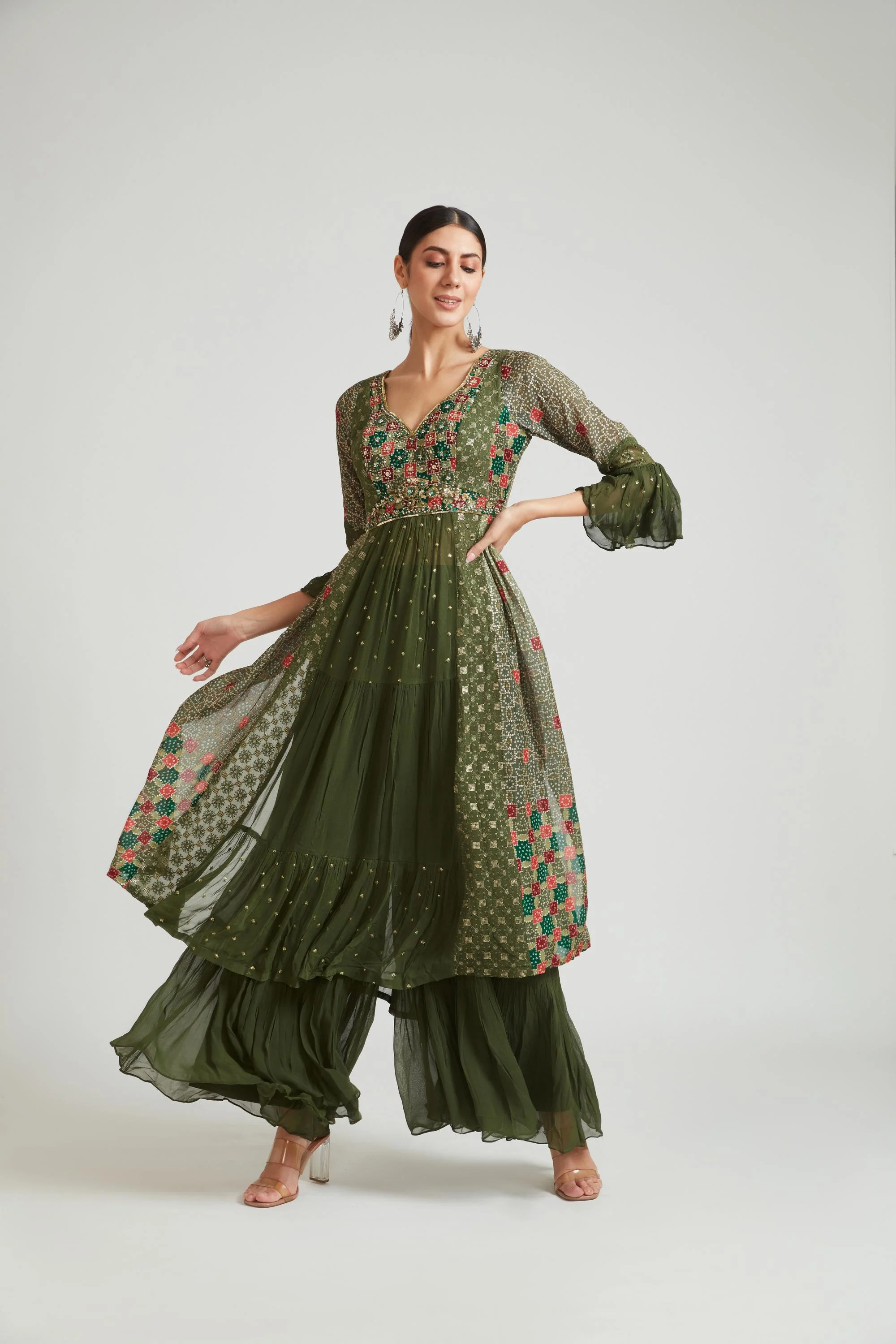Neerus B Green Color Georgette Fabric Salwar Kameez - Image 3