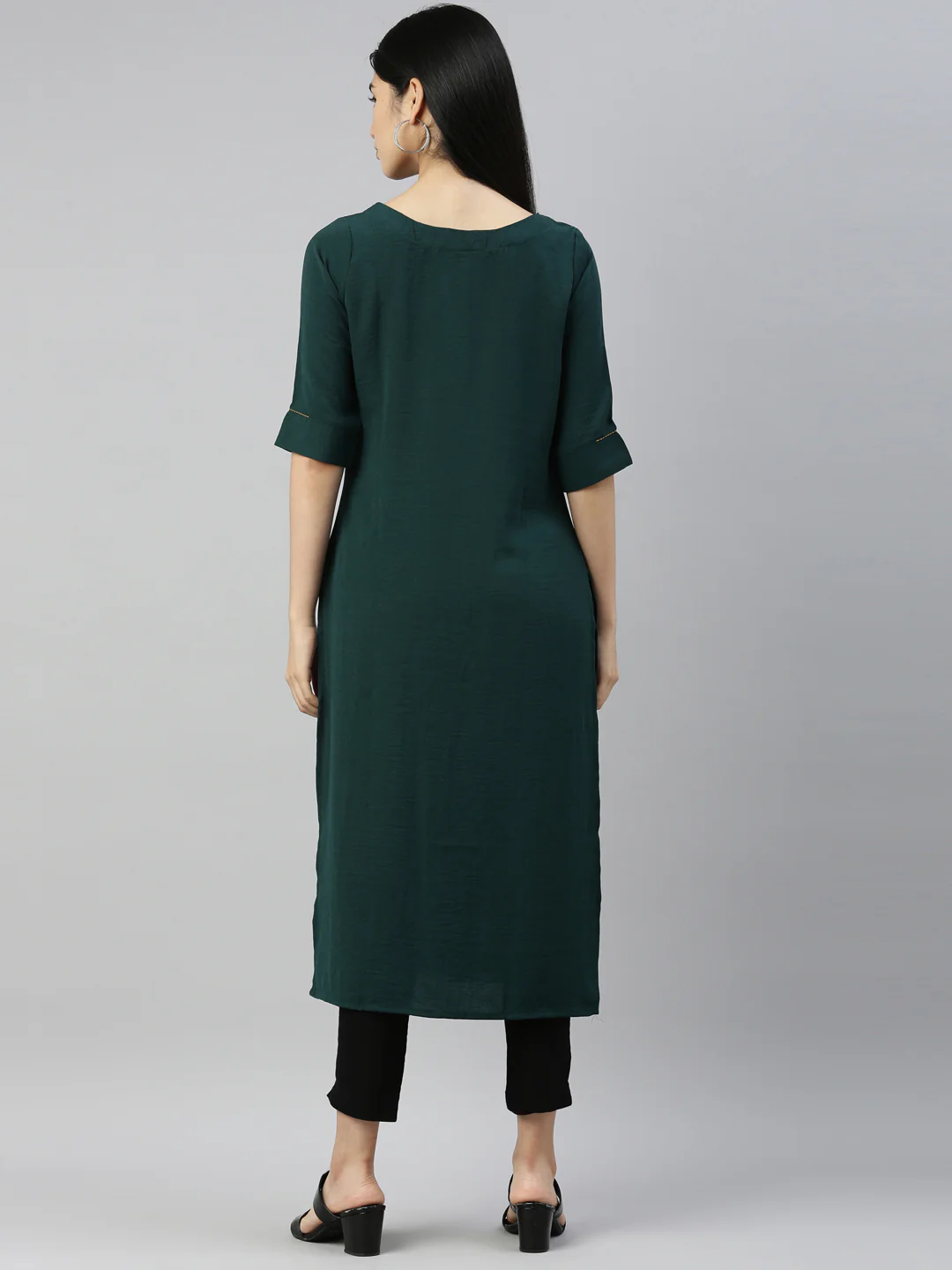 Neerus B Green Color Mouse Crepe Fabric Kurta - Image 5