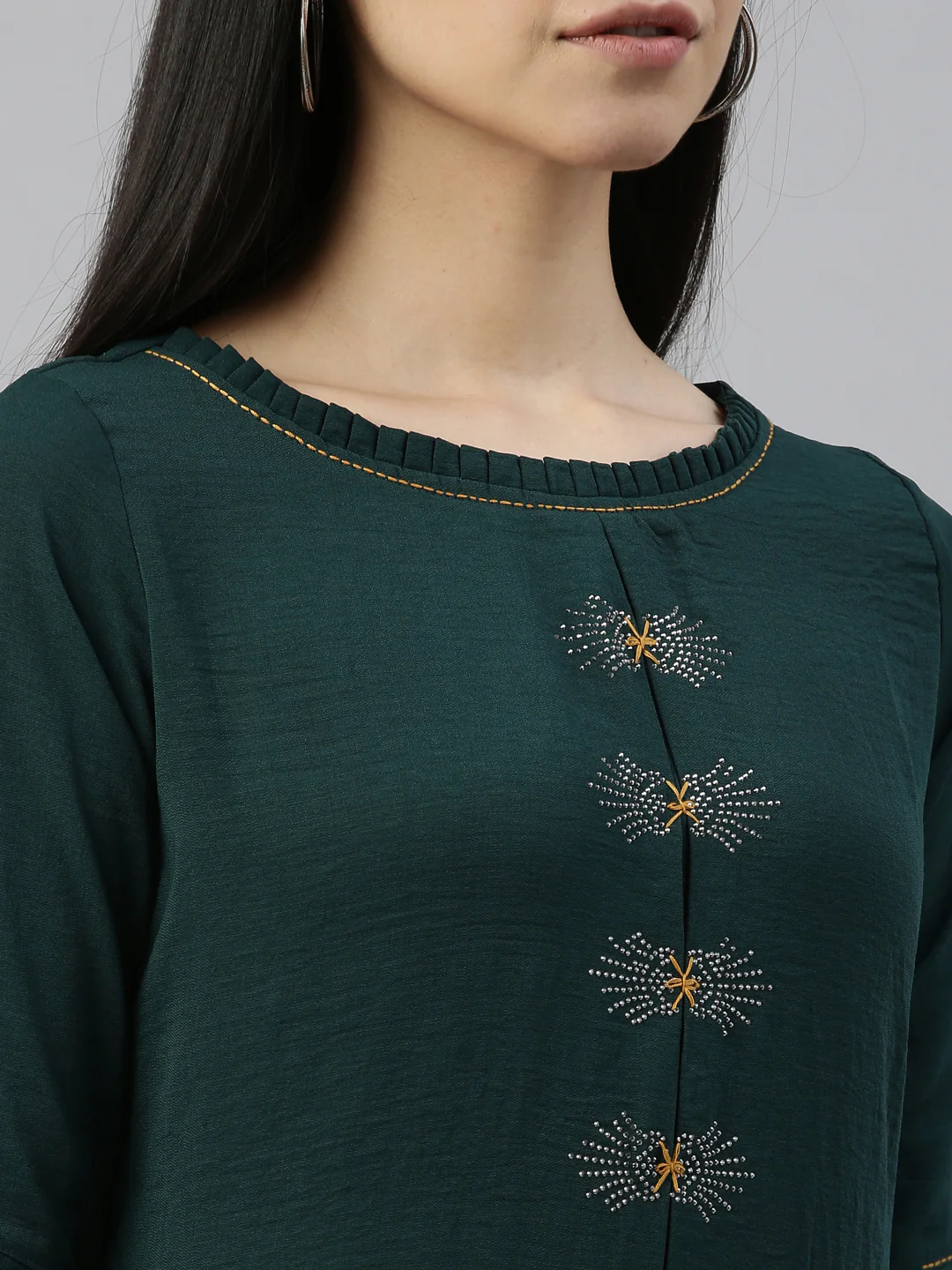 Neerus B Green Color Mouse Crepe Fabric Kurta - Image 8