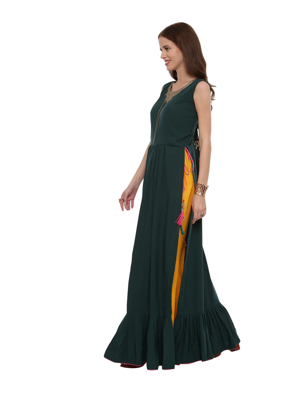 Neerus B Green Color Silk Fabric Suit-Pant - Image 3