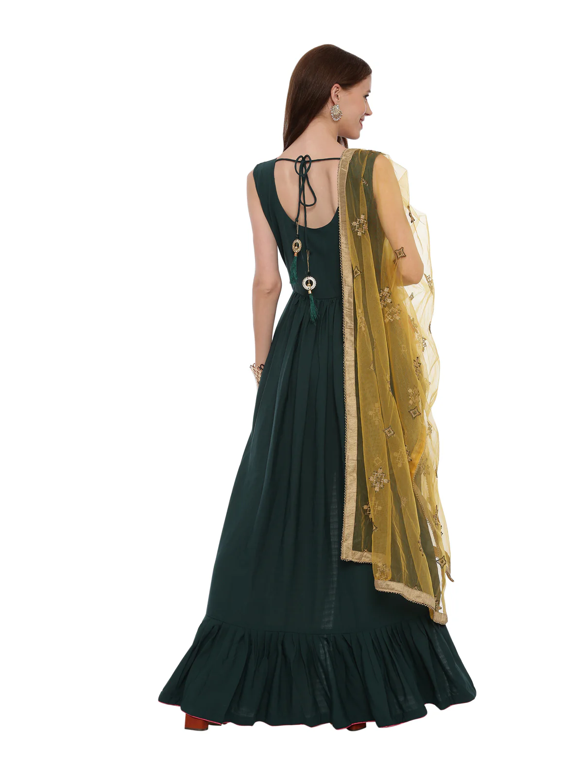 Neerus B Green Color Silk Fabric Suit-Pant - Image 4