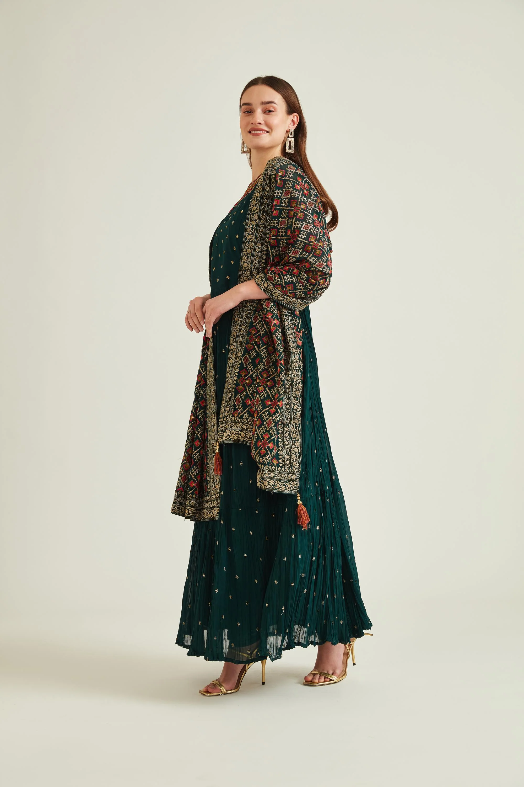 Neerus B Green Colour Georgette Fabric Suit