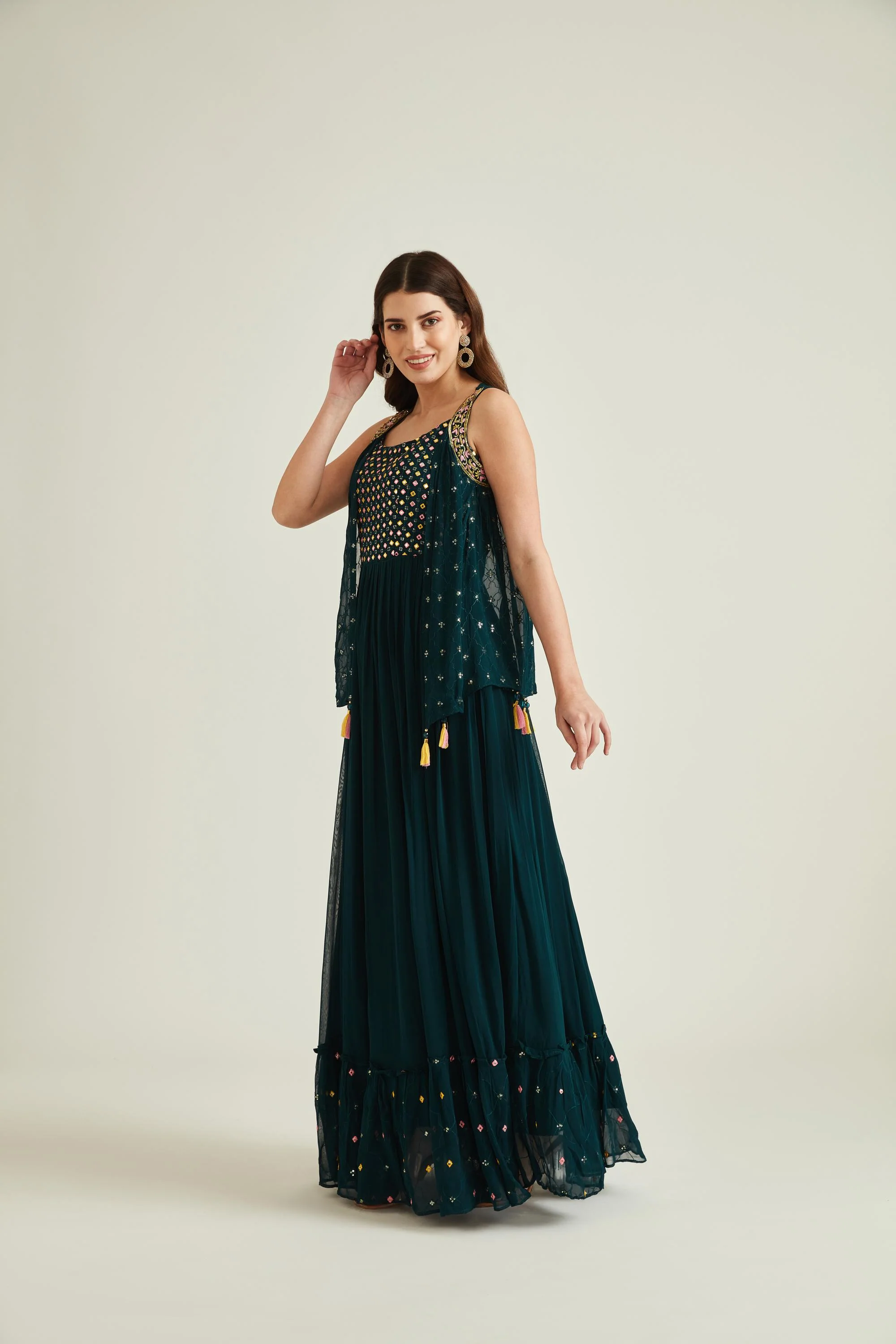 Neerus B Green Colour Georgette Fabric Suit