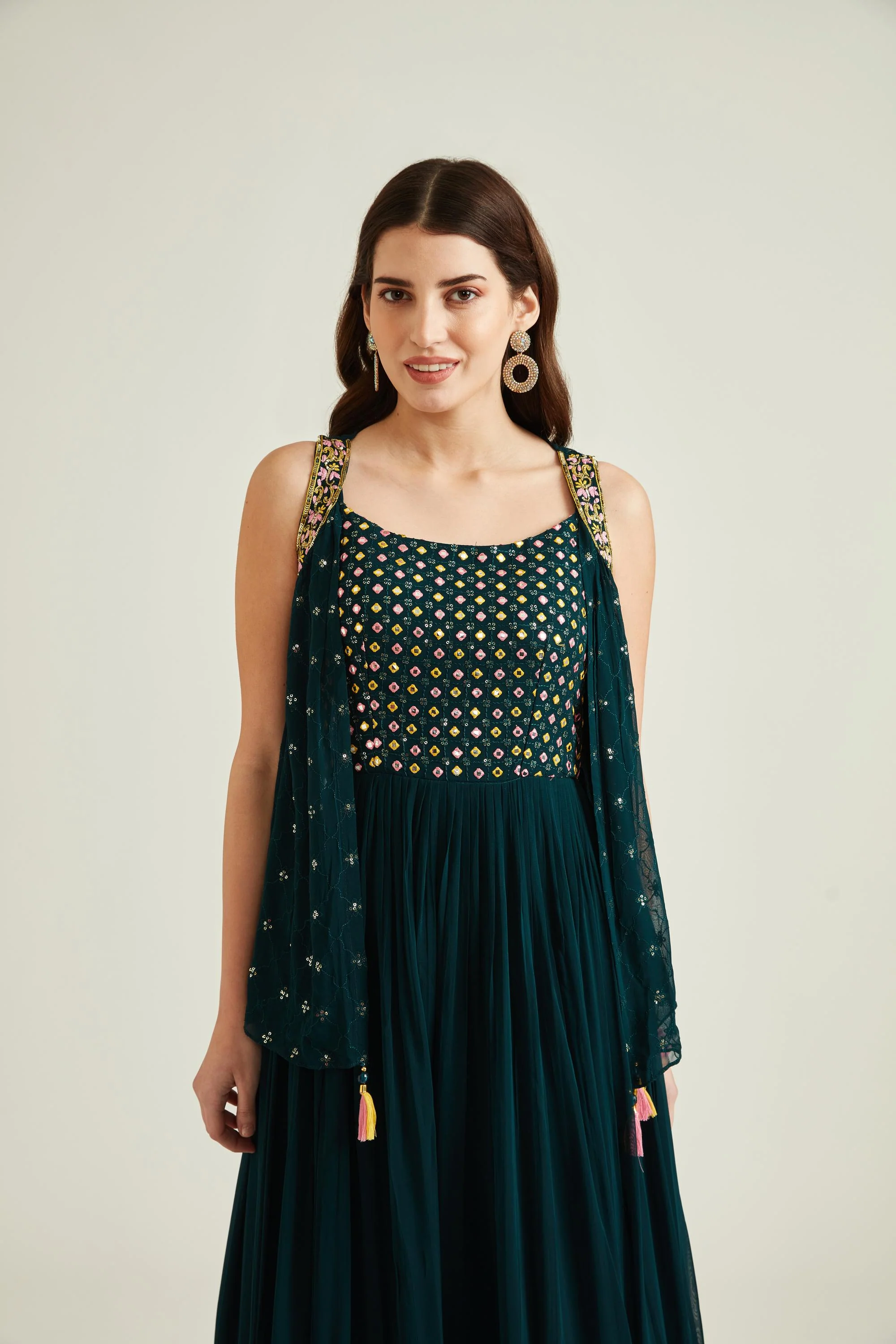 Neerus B Green Colour Georgette Fabric Suit - Image 3