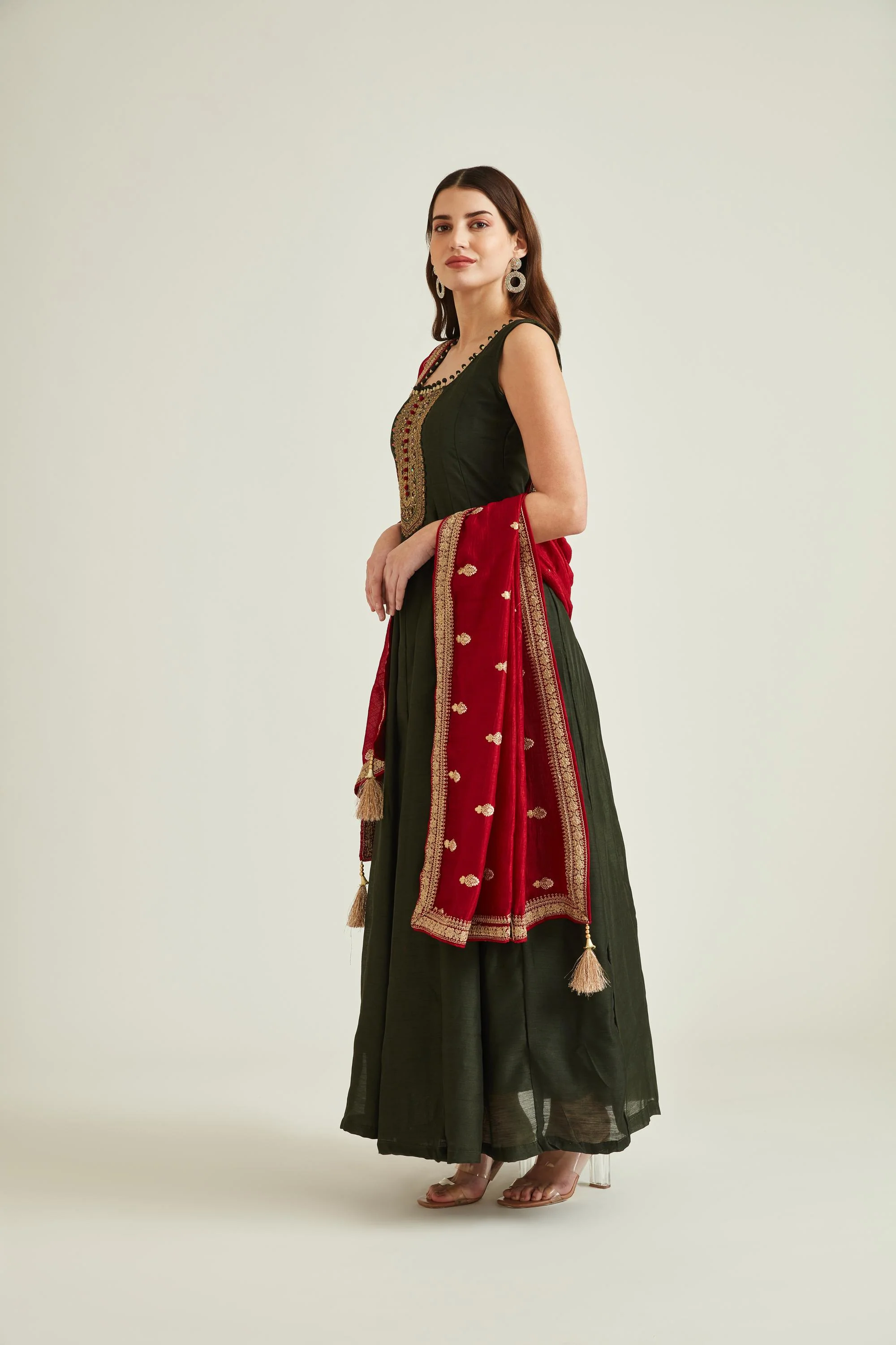 Neerus B Green Colour Silk Fabric Suit