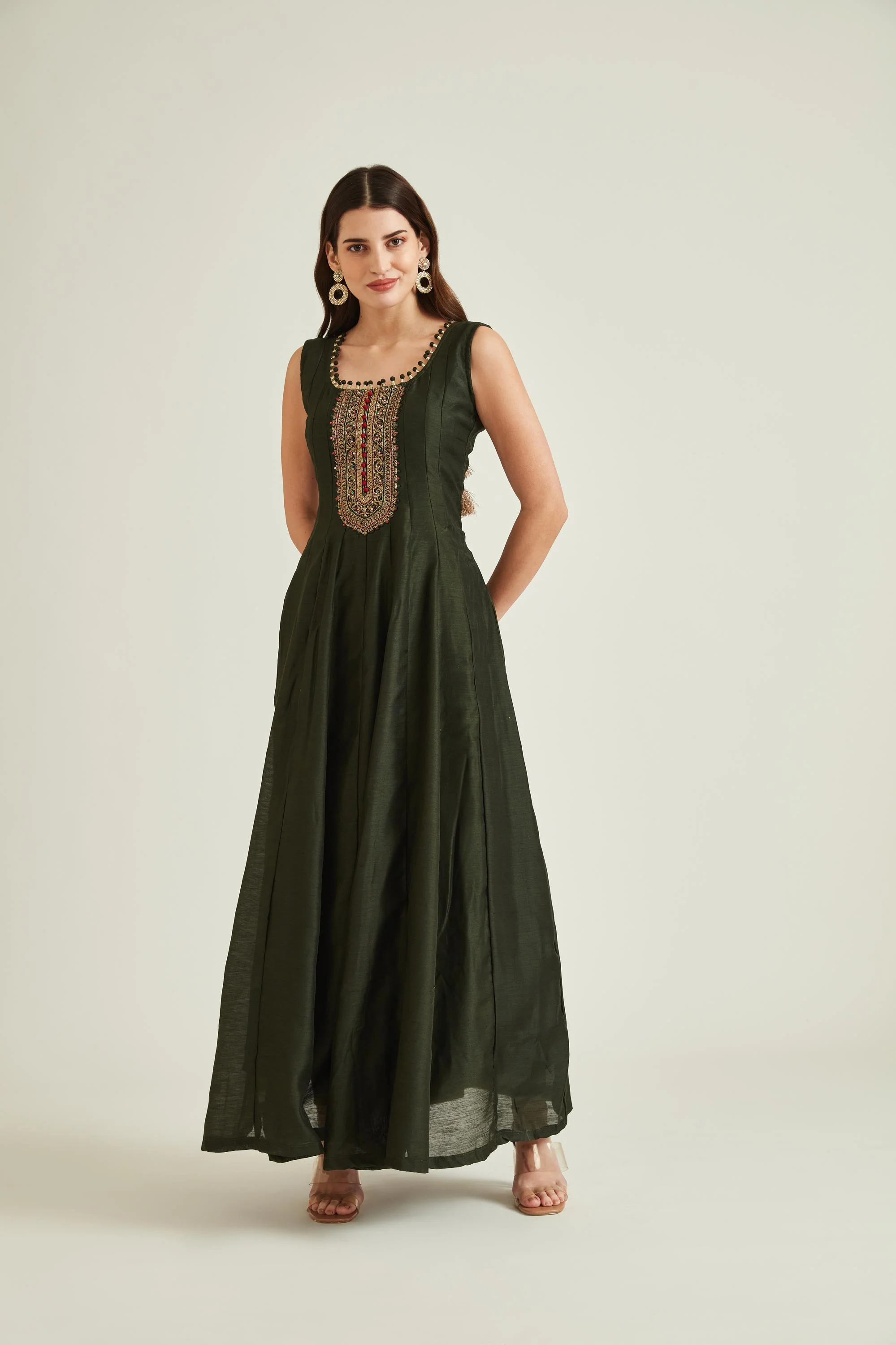Neerus B Green Colour Silk Fabric Suit - Image 4