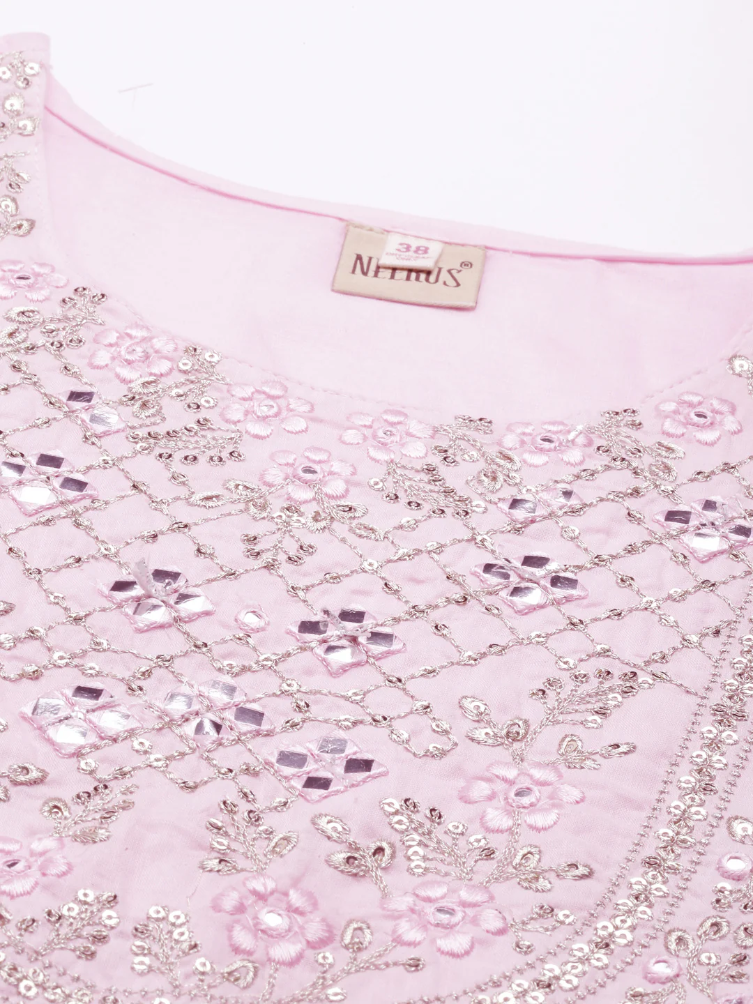 Neerus Baby Pink Color Cotton Fabric Kurta - Image 2
