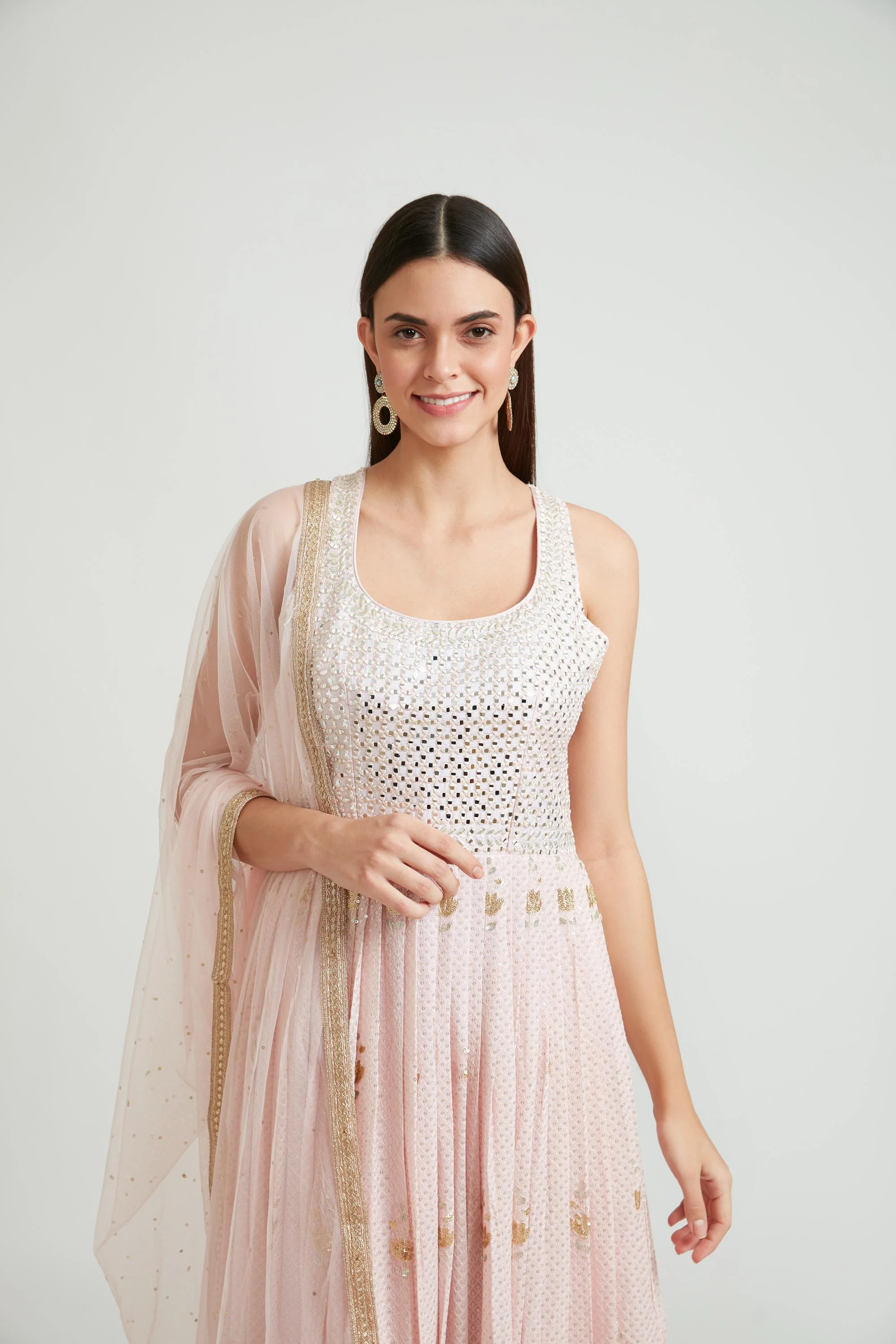 Neerus Baby Pink Color Georgette Fabric Anarkali Suit Set - Image 4