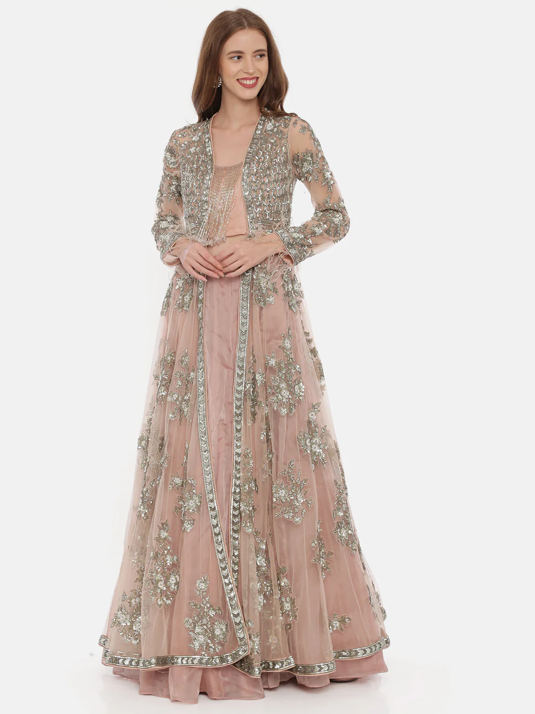 Neerus Baby Pink Color Nett Fabric Ghagra Set - Image 6
