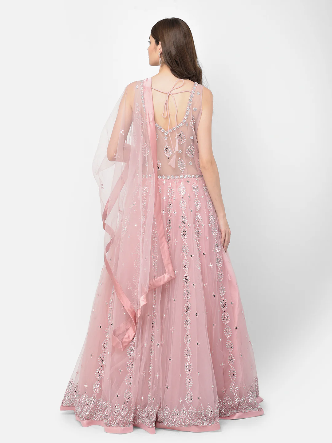 Neerus Baby Pink Color Nett Fabric Gown - Image 4
