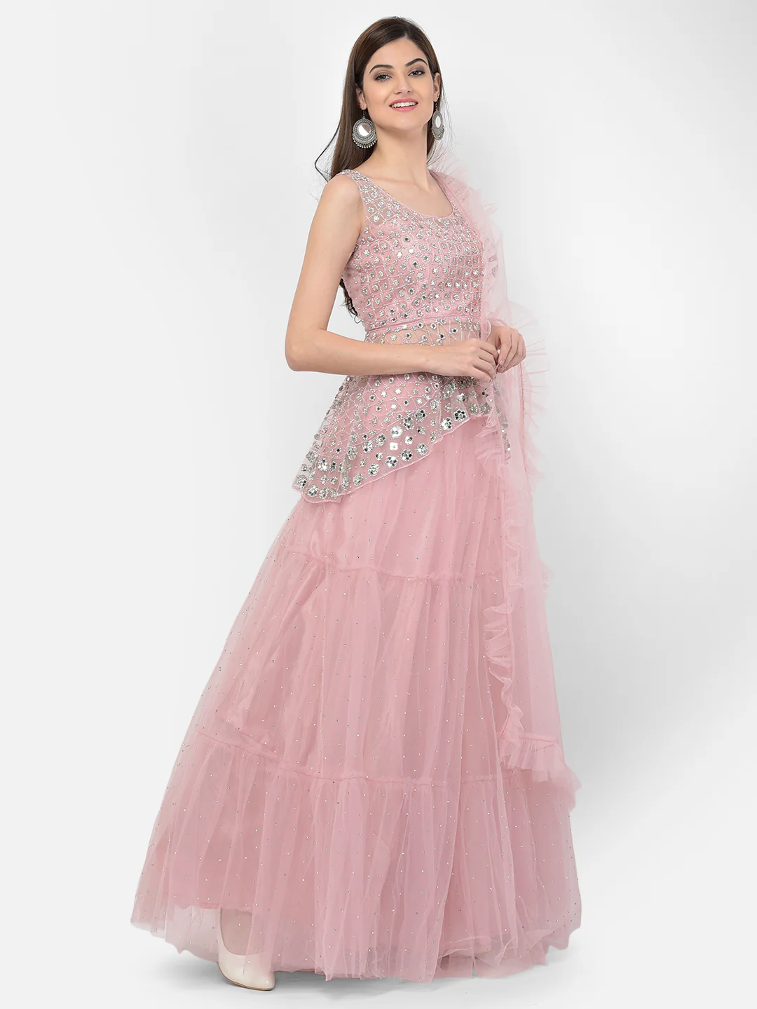 Neerus Baby Pink Color Nett Fabric Lehenga Choli - Image 20