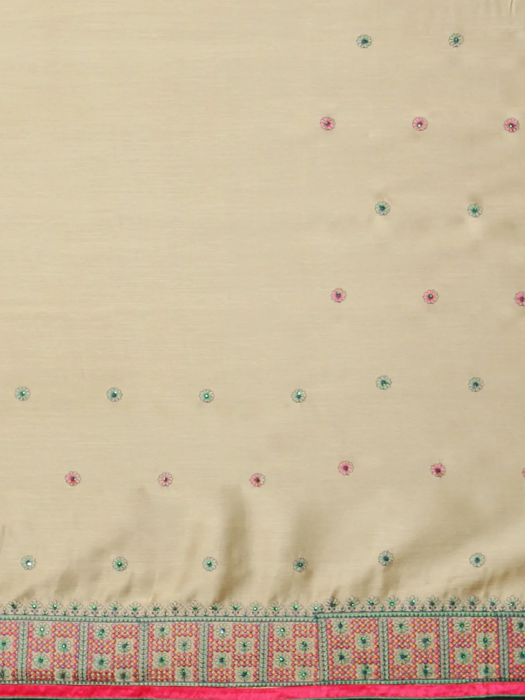 Neerus Beige Color Chiffon Fabric Saree - Image 3
