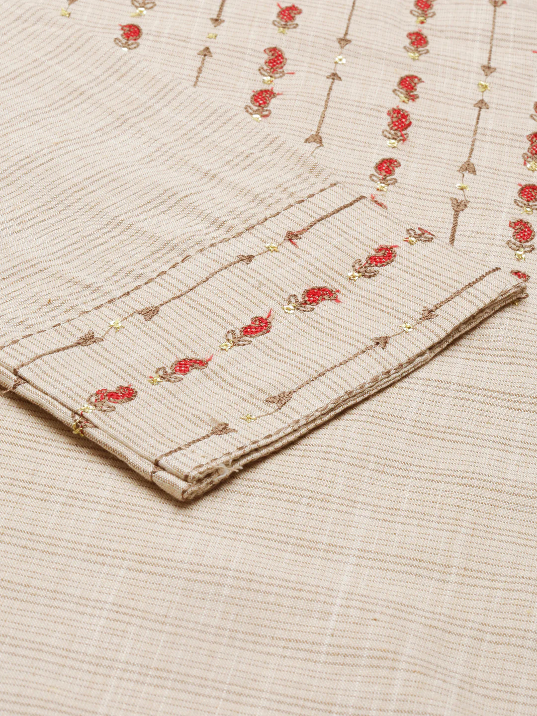 Neerus Beige Color Cotton Fabric Kurta - Image 7