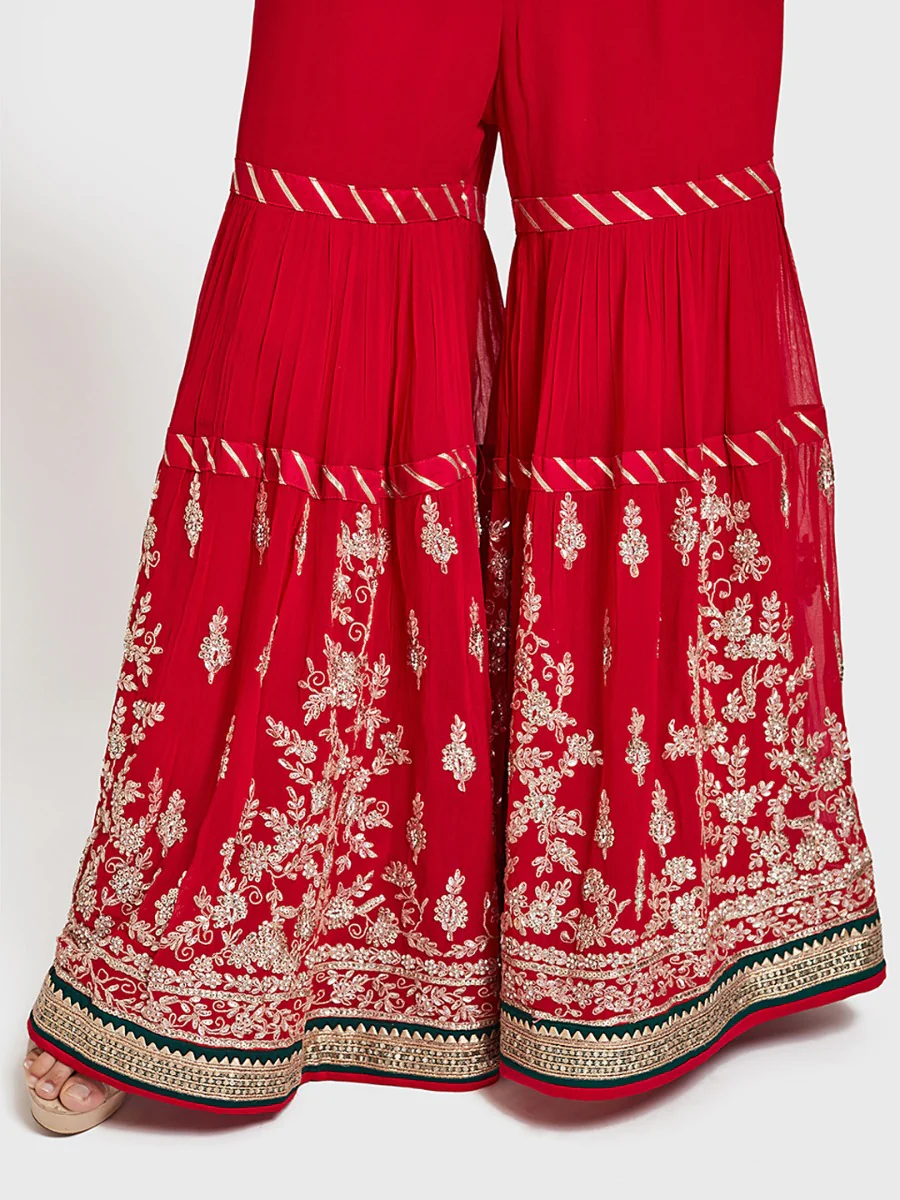 Neerus Beige Color Georgette Fabric Ghagra Set - Image 4