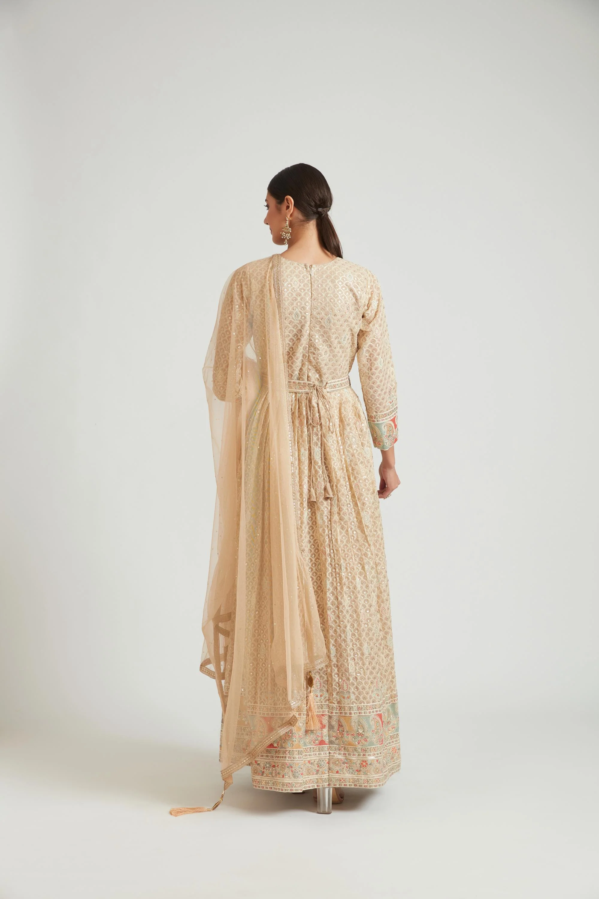 Neerus Beige Color Georgette Fabric Gown - Image 4