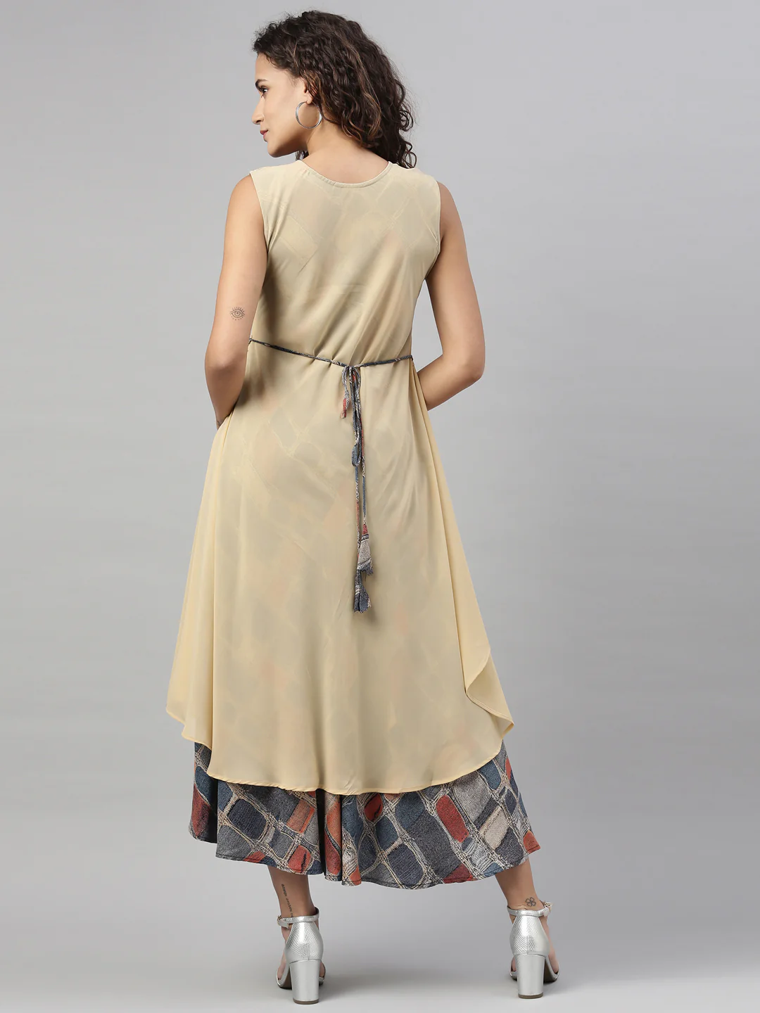Neerus Beige Color Georgette Fabric Kurta - Image 2
