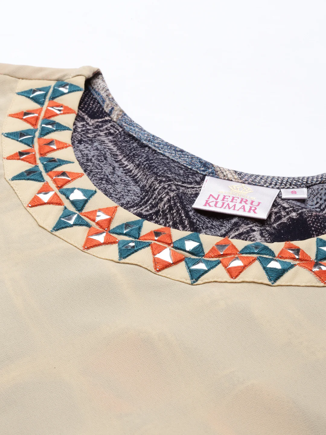 Neerus Beige Color Georgette Fabric Kurta - Image 5
