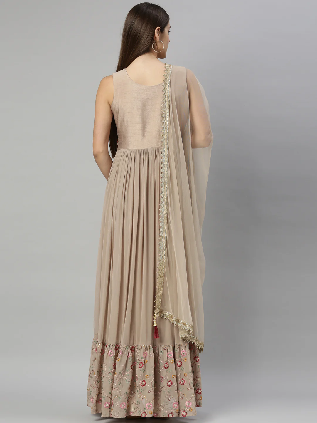 Neerus Beige Color Georgette Fabric Suit-Anarkali - Image 5