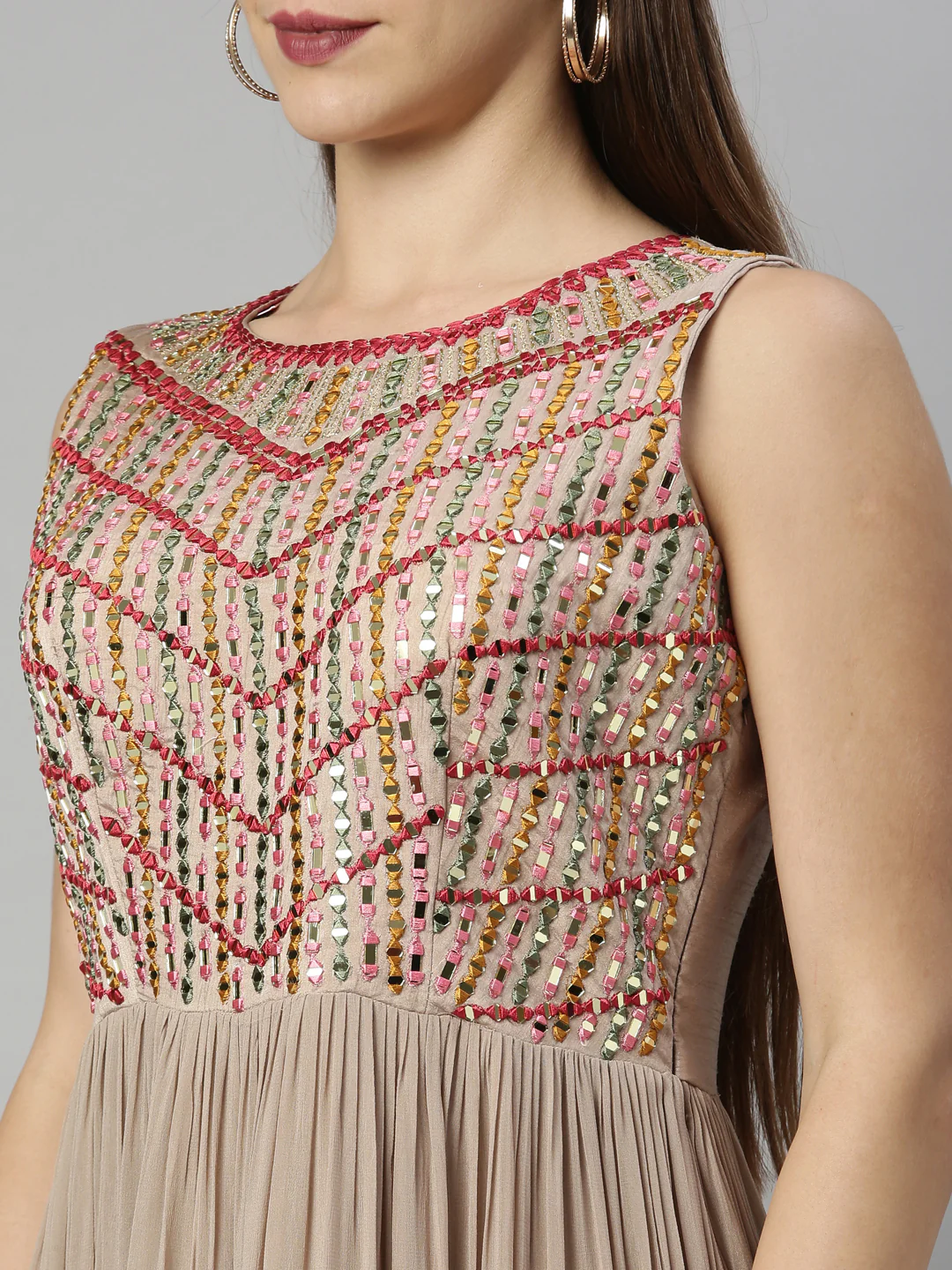 Neerus Beige Color Georgette Fabric Suit-Anarkali - Image 8