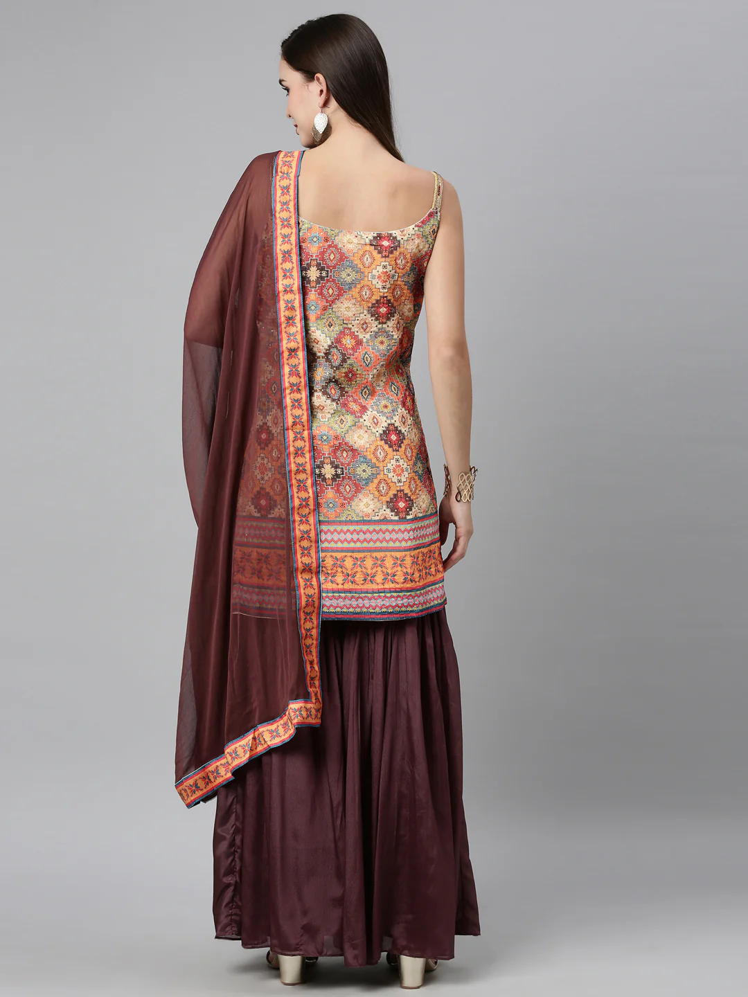 Neerus Beige Color Jute Silk Fabric Kurta Sets With Dupatta - Image 2