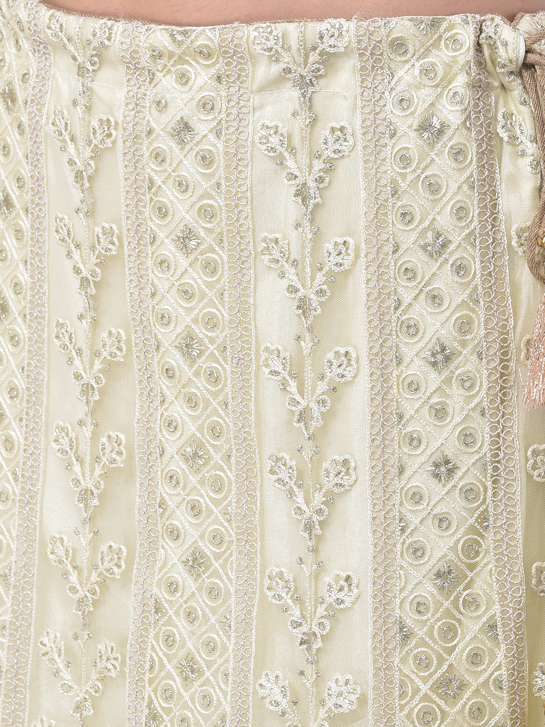 Neerus Beige Color Nett Fabric Ghagra Set - Image 5