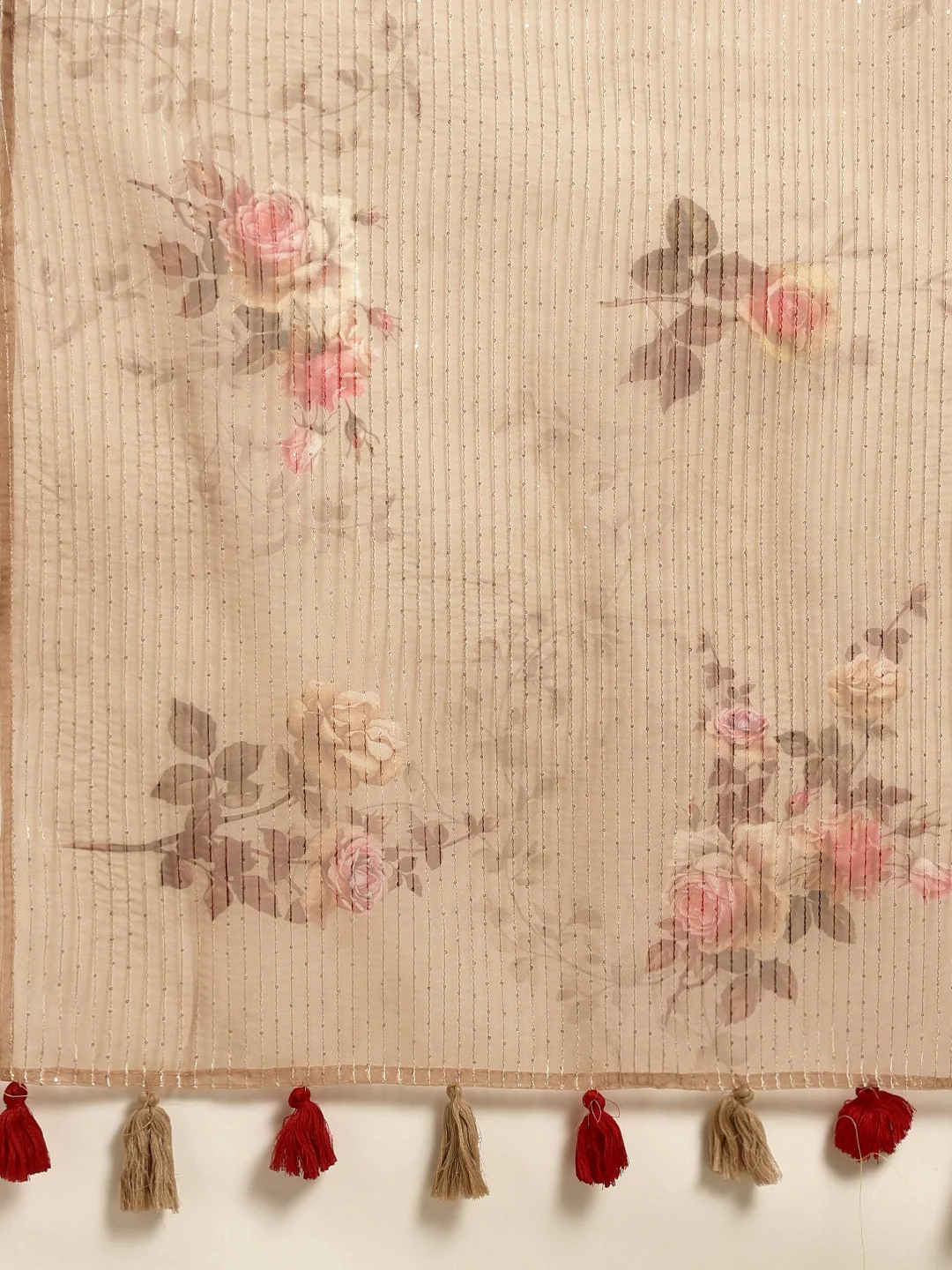 Neerus Beige Color Organza Fabric Saree - Image 4