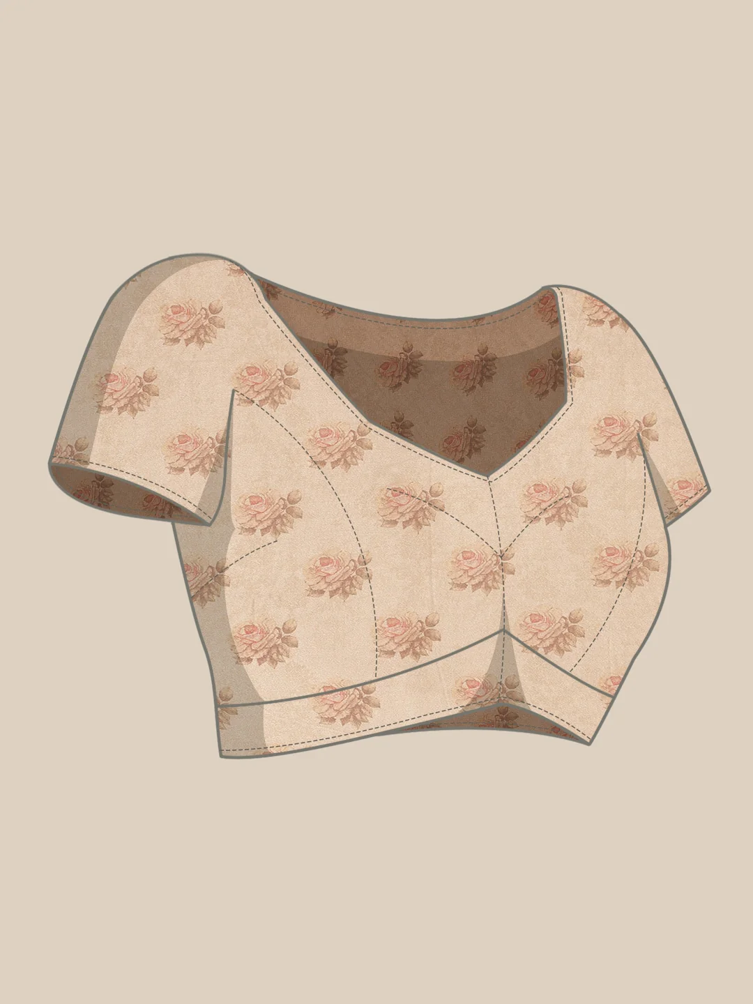 Neerus Beige Color Organza Fabric Saree - Image 5