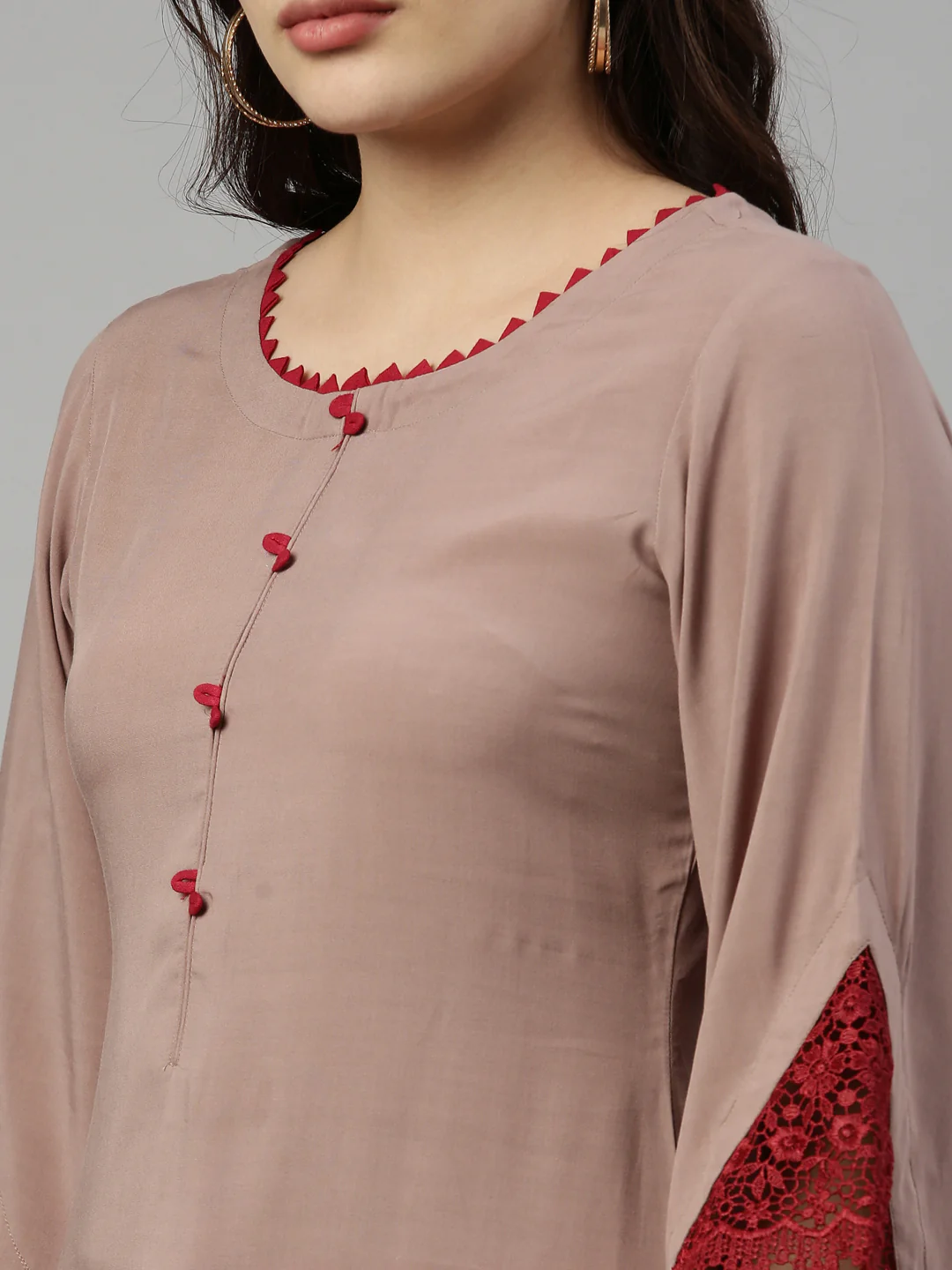 Neerus Beige Color Rayon Fabric Kurta - Image 8