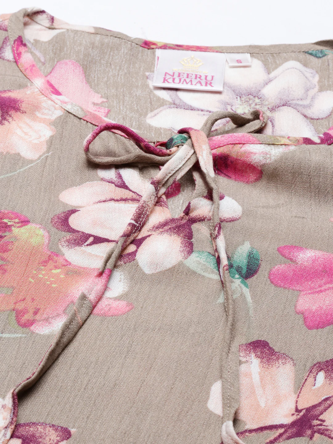 Neerus Beige Color Rayon Fabric Tunic - Image 3