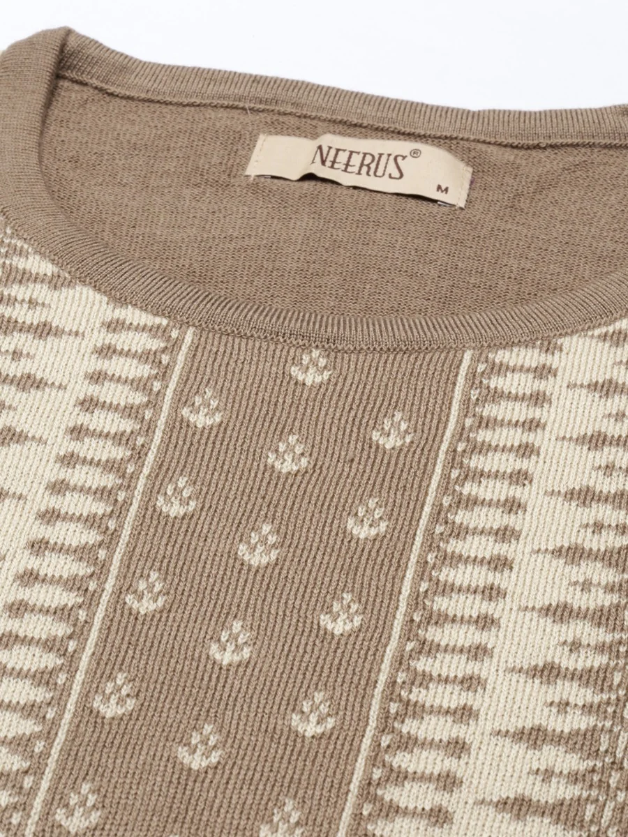 Neerus Beige Color Winter Wear Kurtha - Image 2