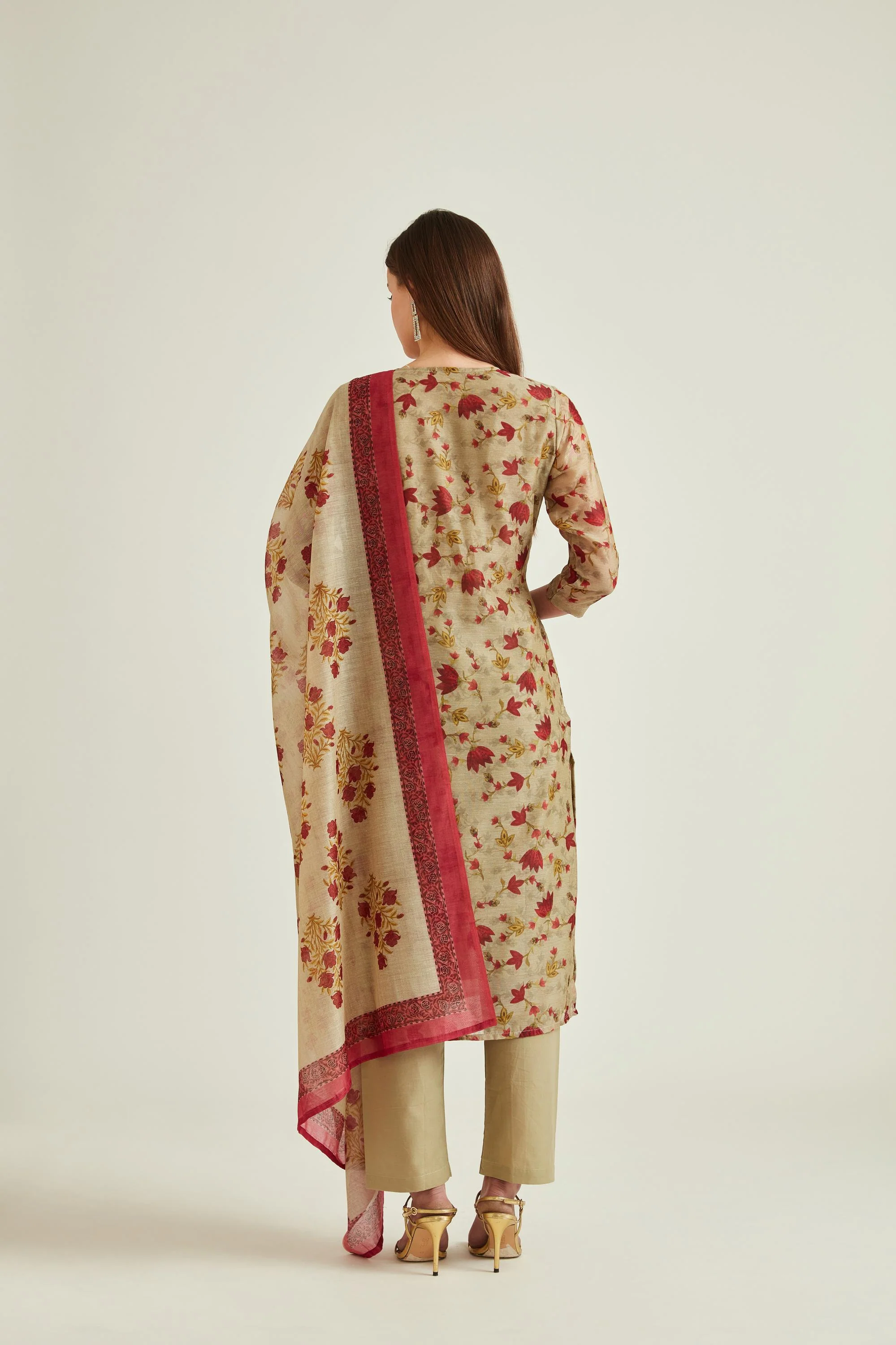 Neerus Beige Colour Chanderi Fabric Suit - Image 3