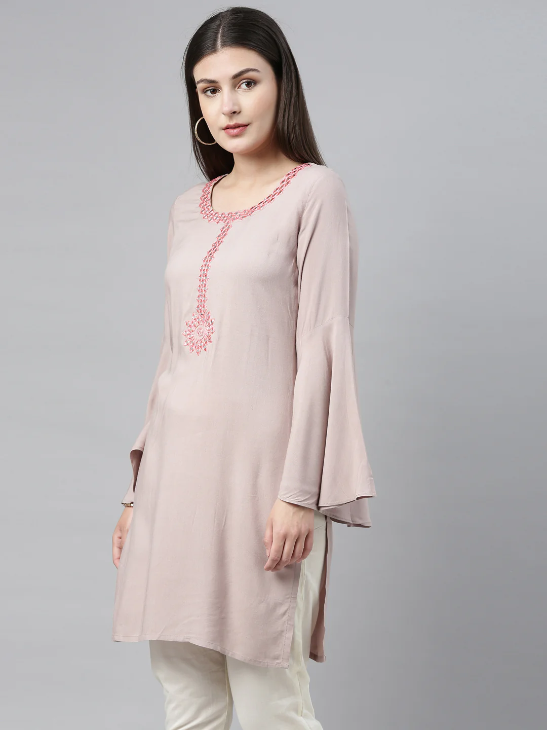 Neerus Beige Colour Rayon Fabric Plazo Set - Image 5