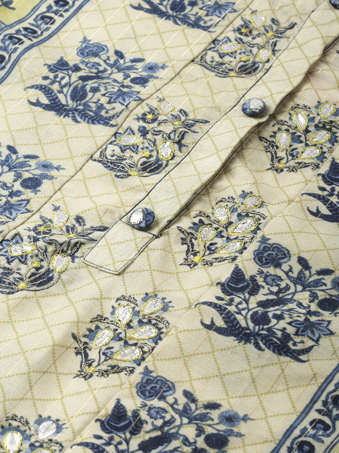 Neerus Beige Embroidered A Line Kurta - Image 2