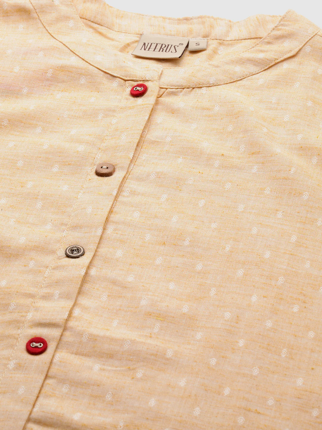 Neerus Beige Embroidered A Line Kurta - Image 2