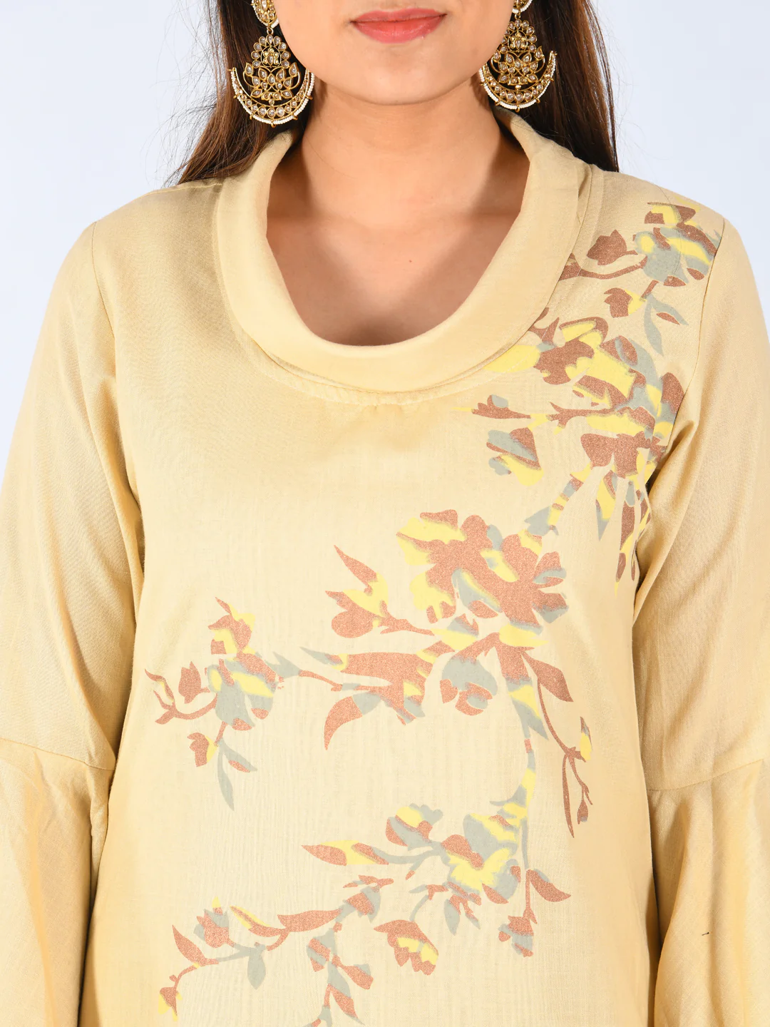 Neerus Beige Printed Straight Kurta - Image 5